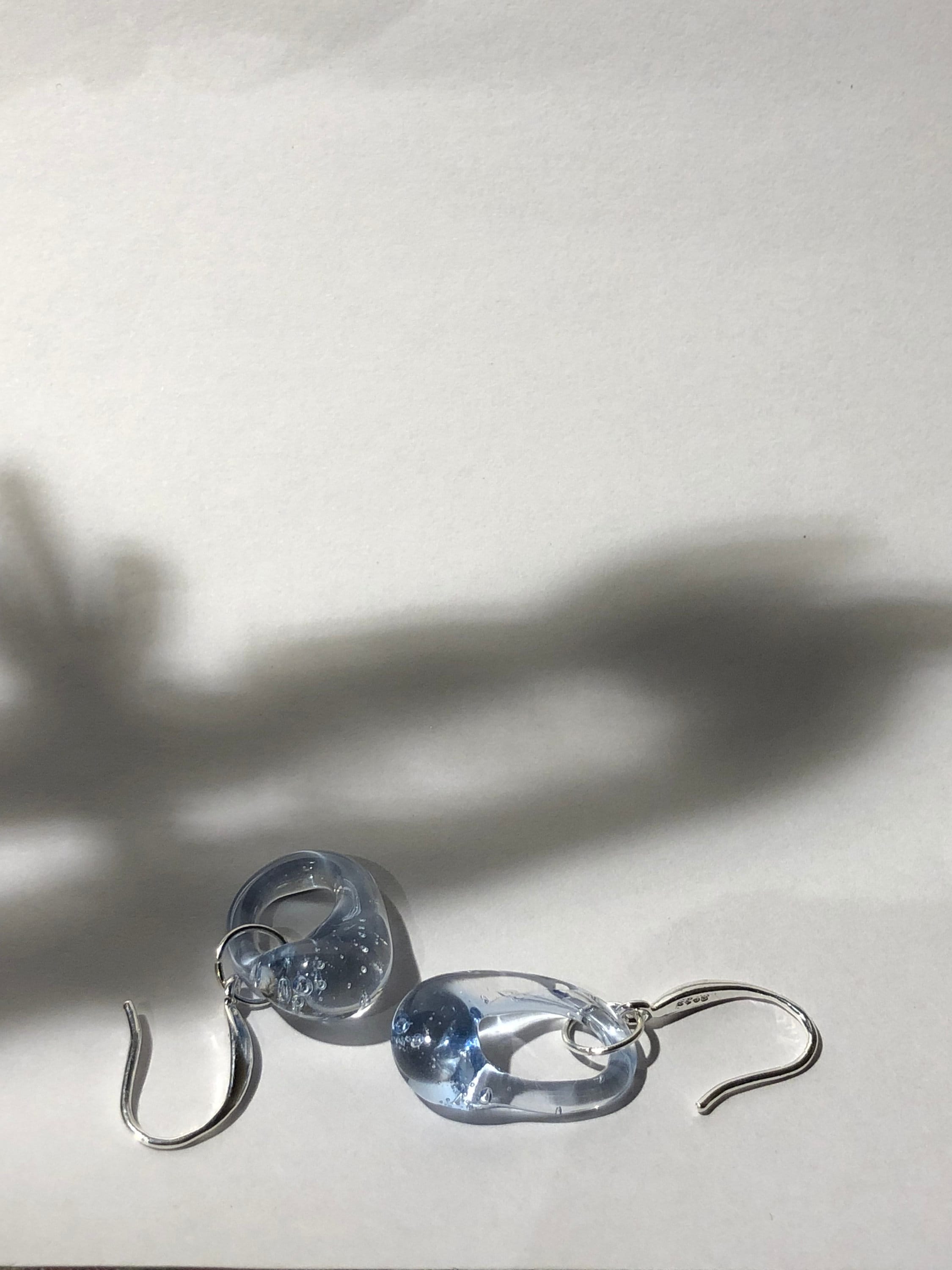 TIny Blue Glass Earrings