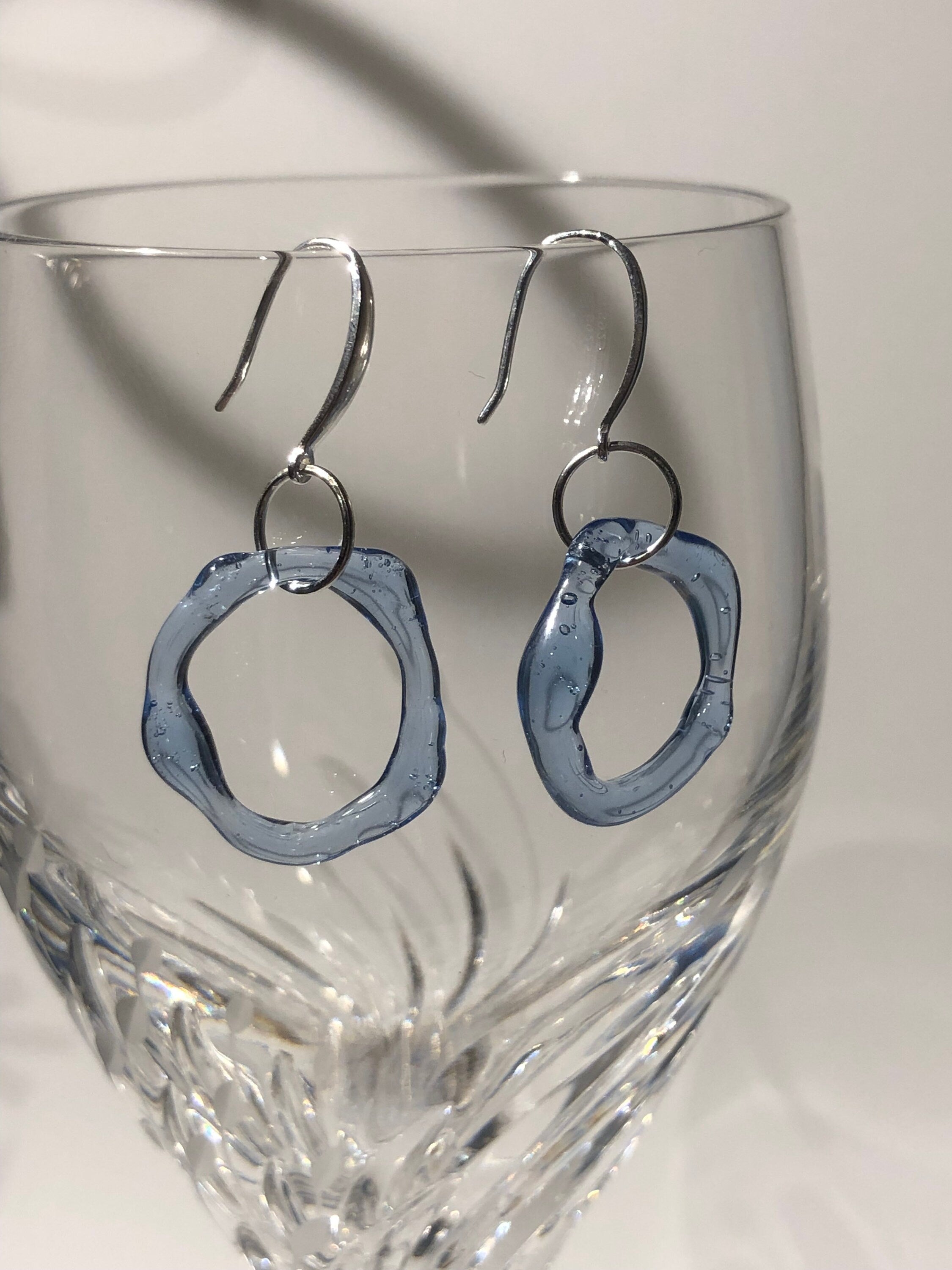 Blue circle Glass Earrings