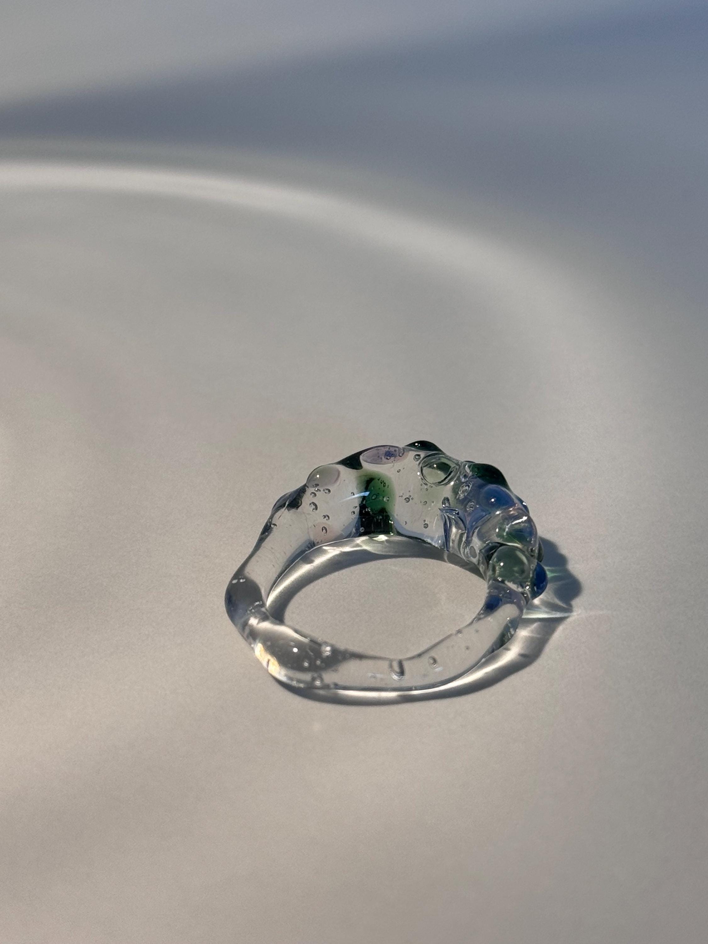 Soft colourful dotted Glass Ring