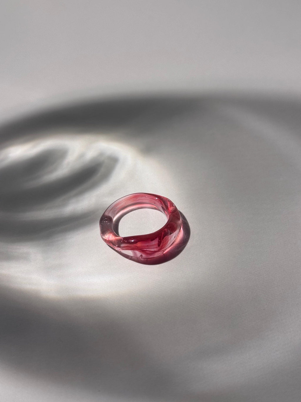Red and Rose swirl Glass Ring