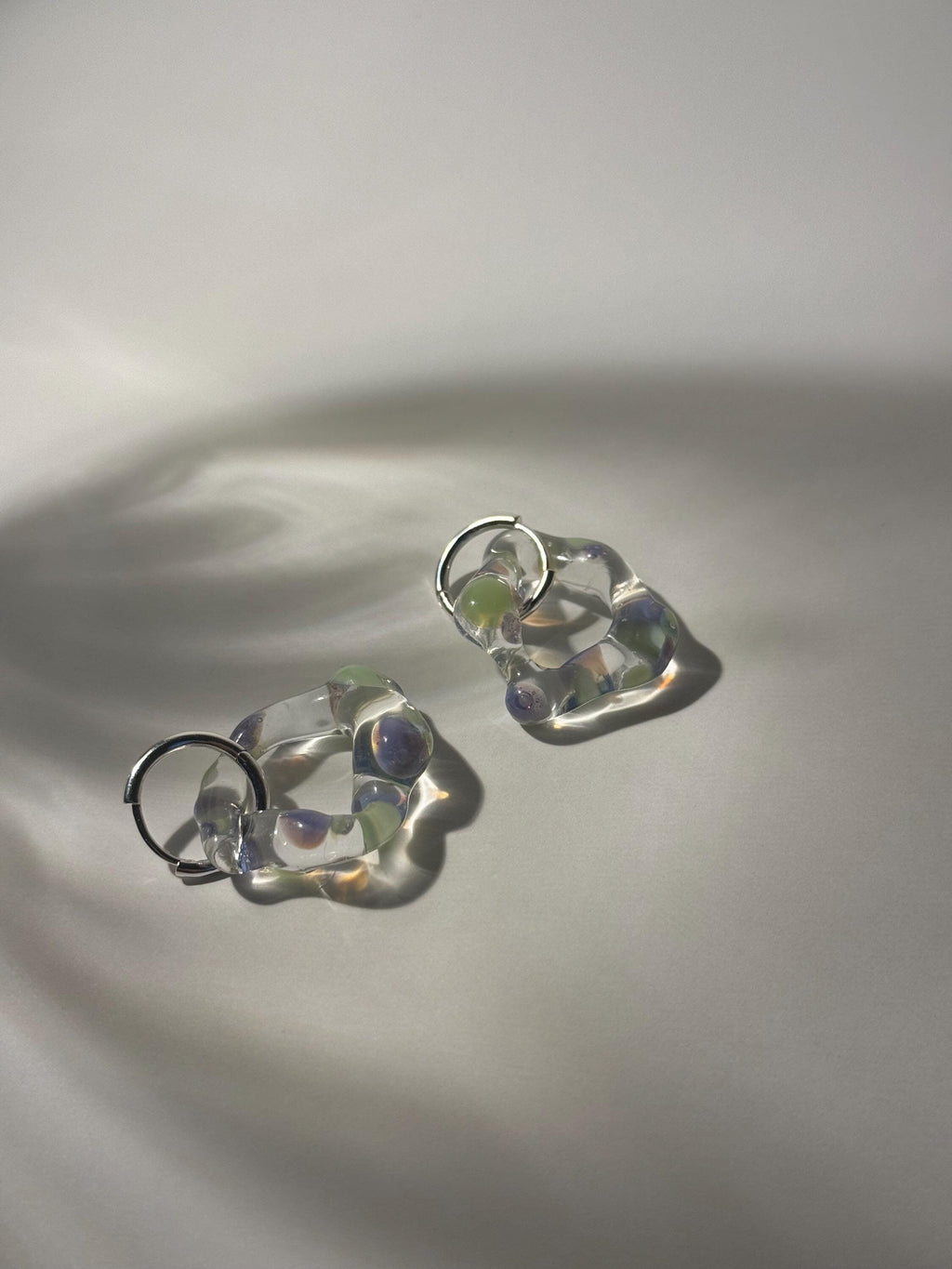 Squishy Green and Lilac Dotted Hoops