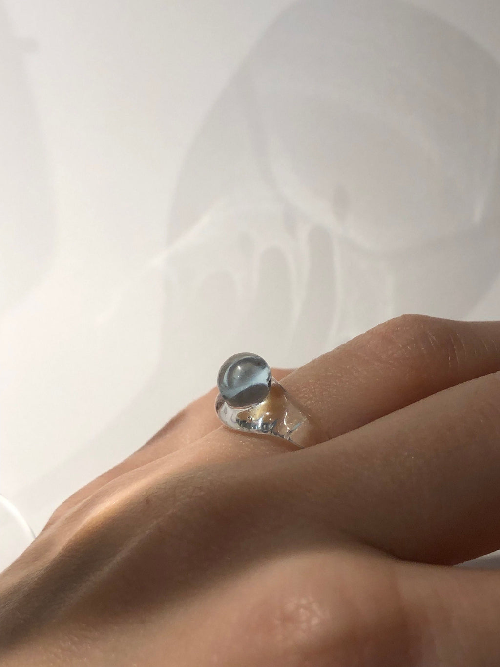 Light Blue Bubble Glass Ring