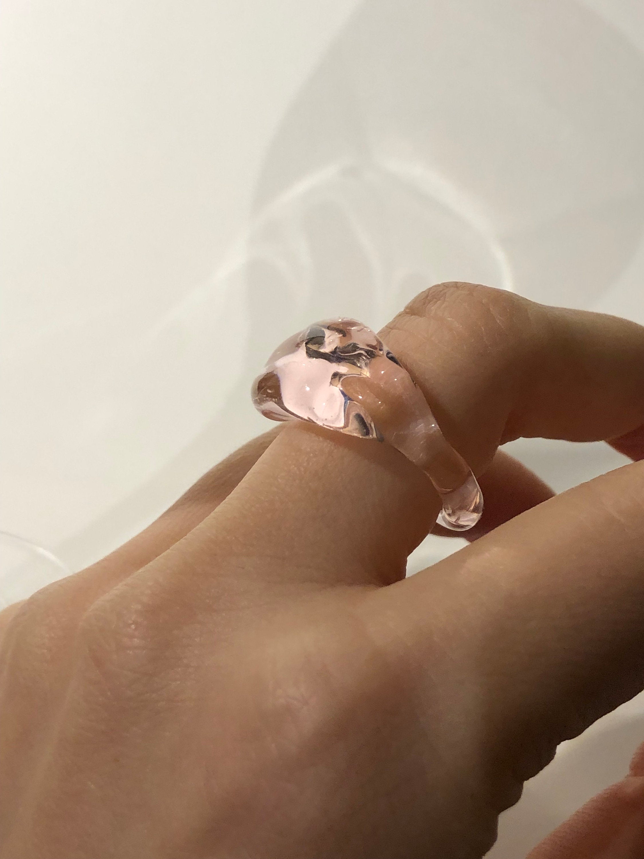 Chunky Rose Glass Ring