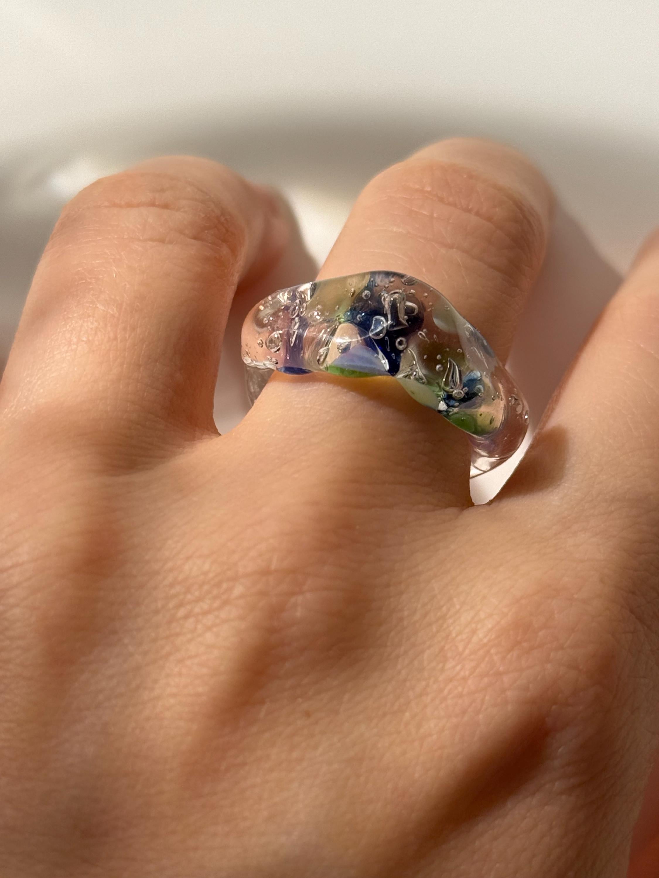 Dotted Colorful Glass Ring