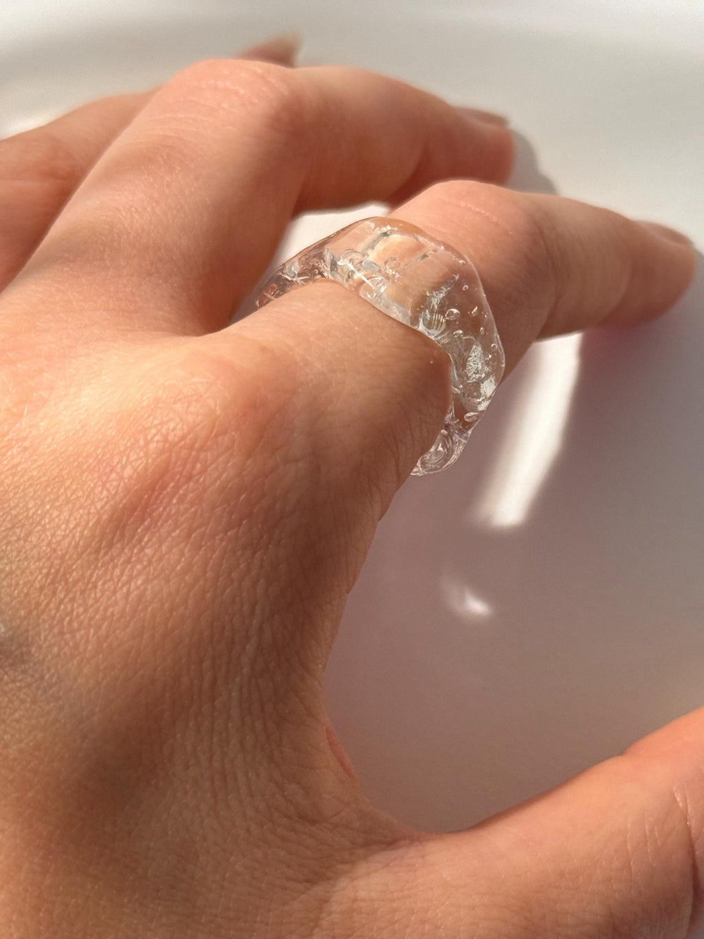 Clear Rustic Glass Ring