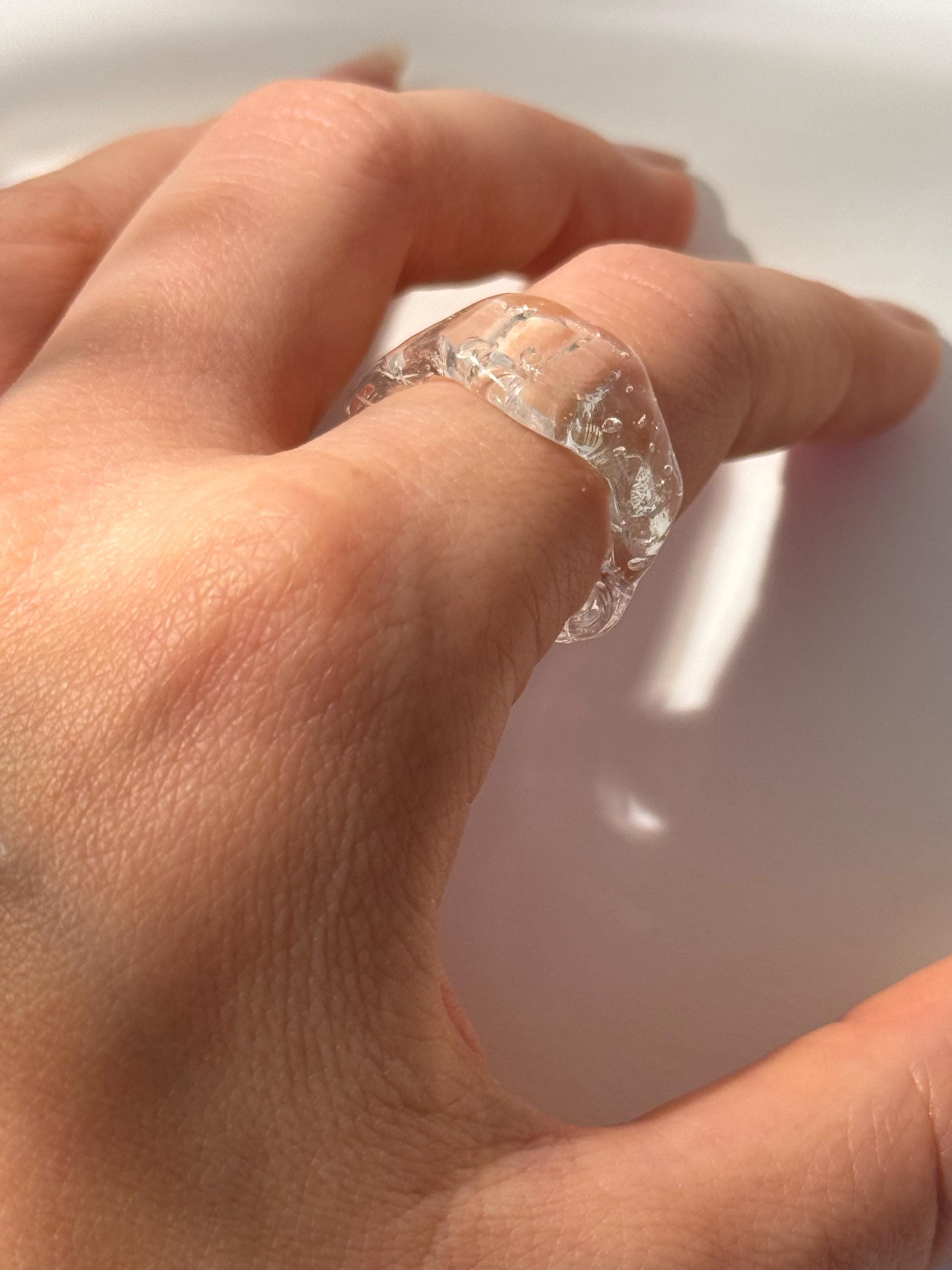 Clear Rustic Glass Ring