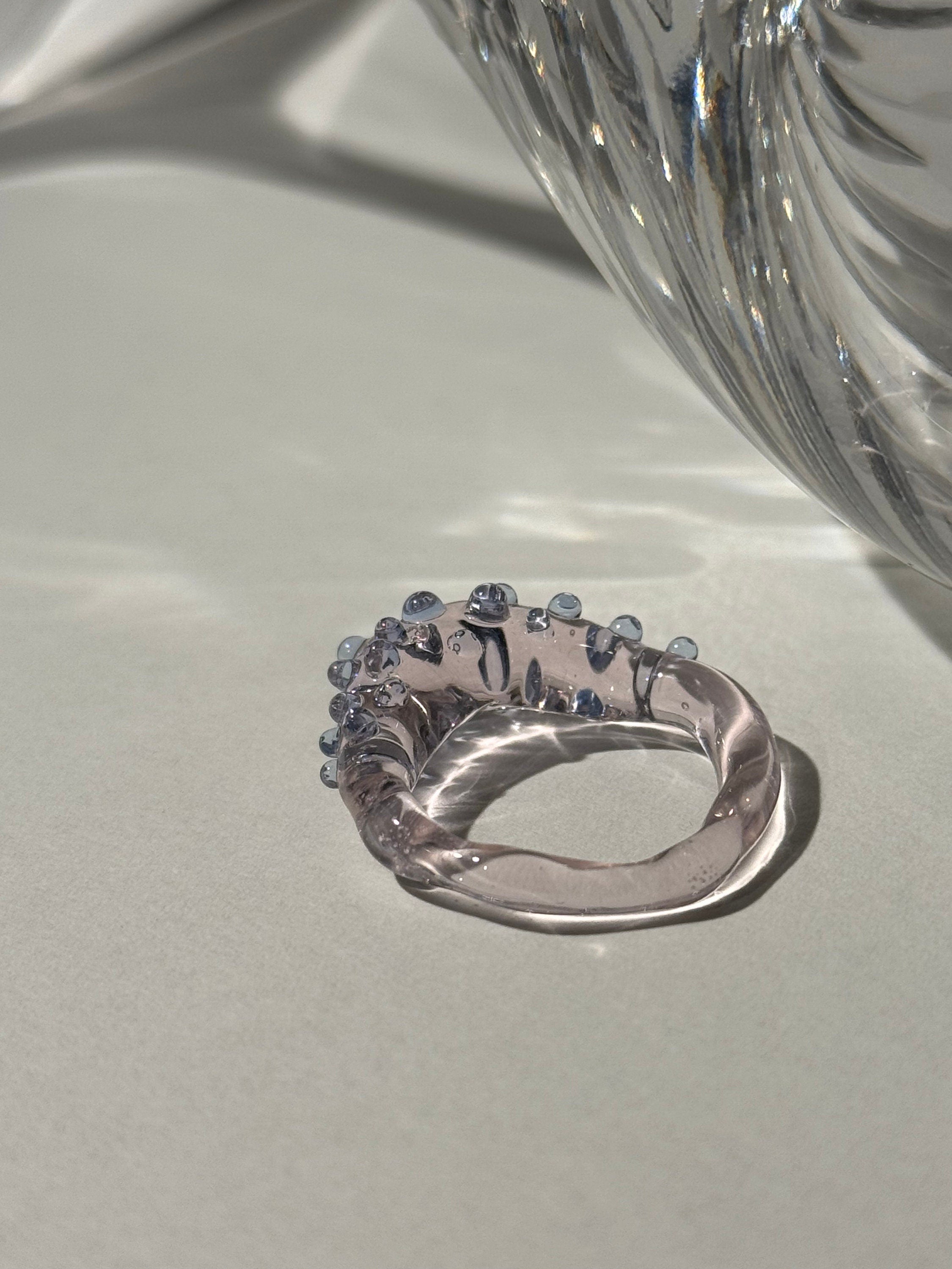 Rose and Purple Dotted Glass Ring