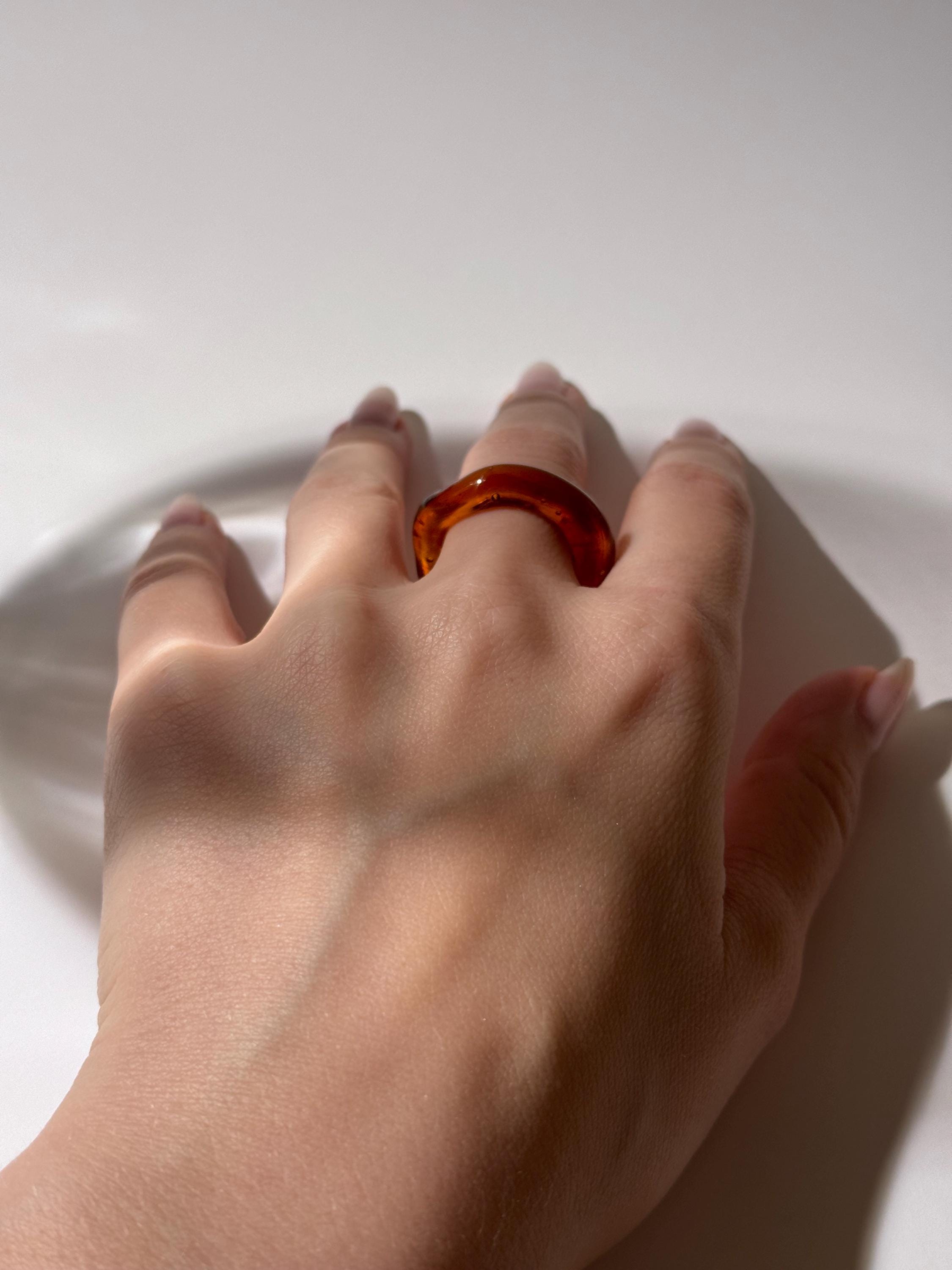 Salted caramel coloured Glass Ring