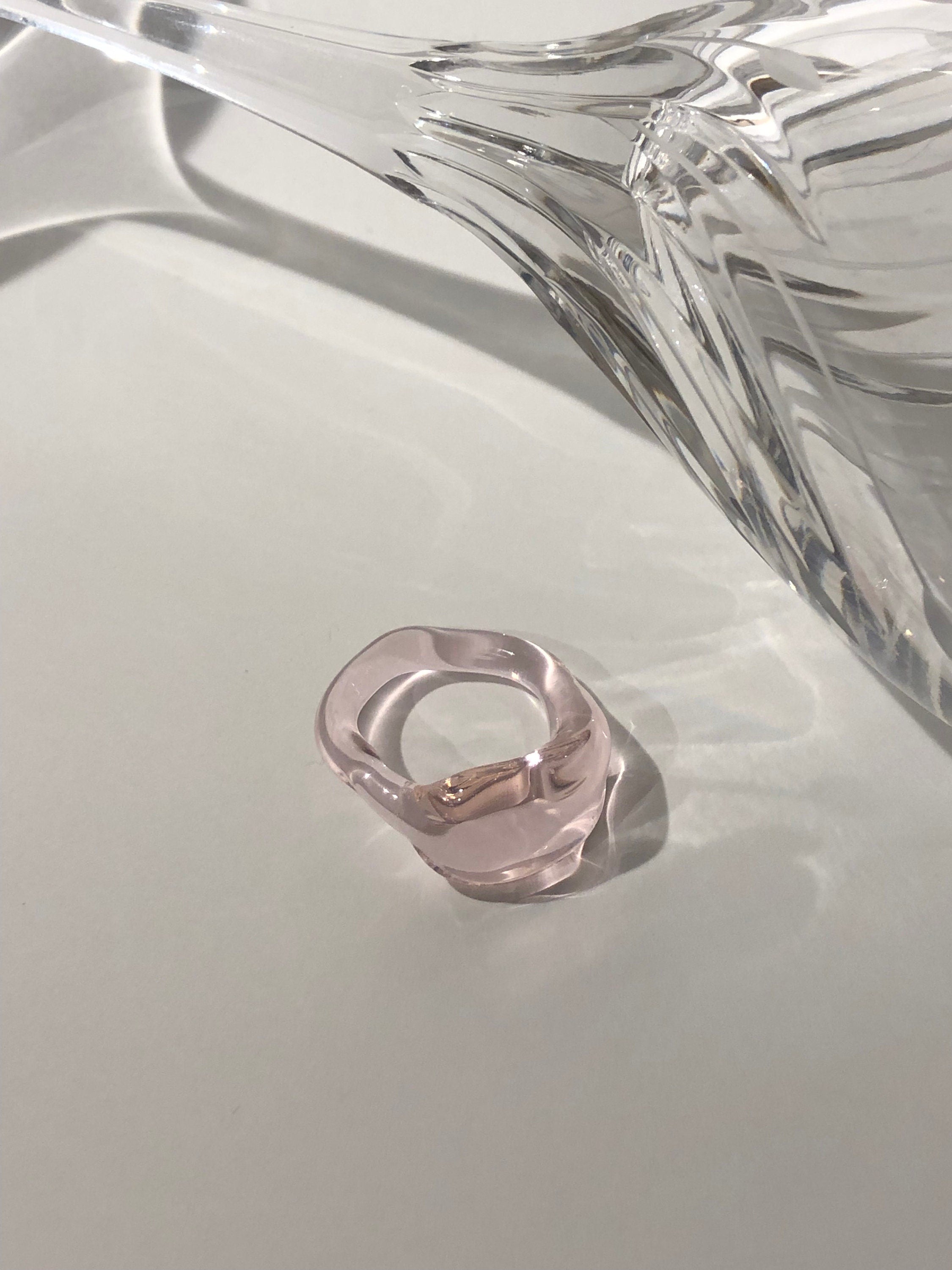 Chunky Rose Glass Ring