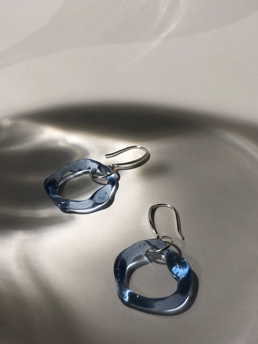 Blue circle Glass Earrings