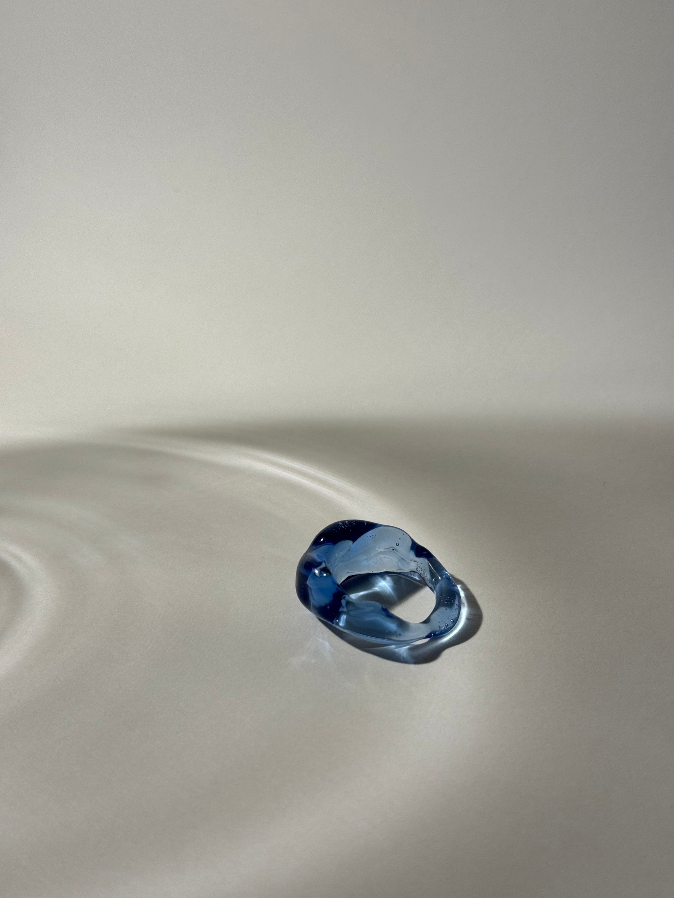 Chunky Ice Blue Glass Ring