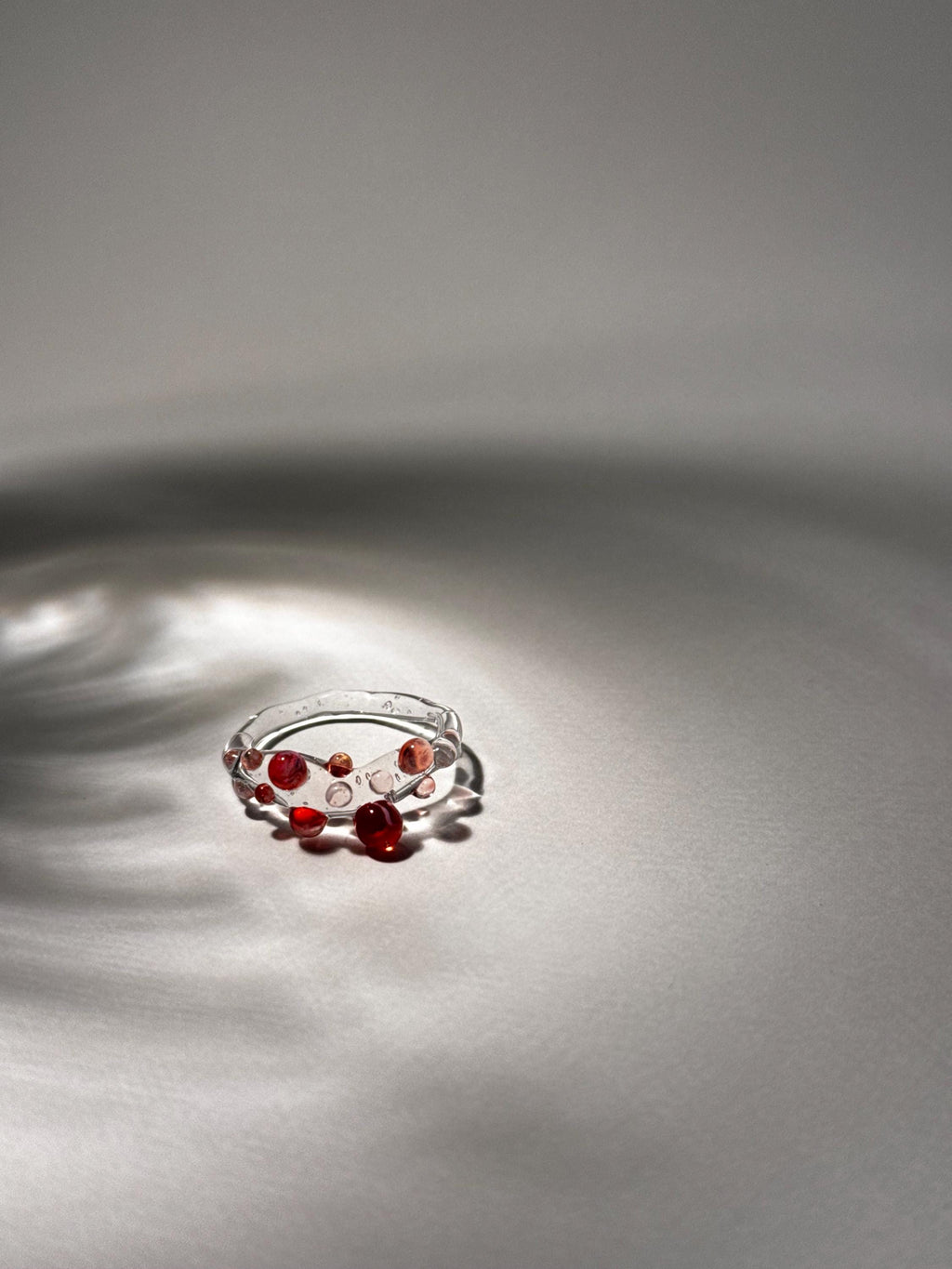 Red dotted Glass Ring