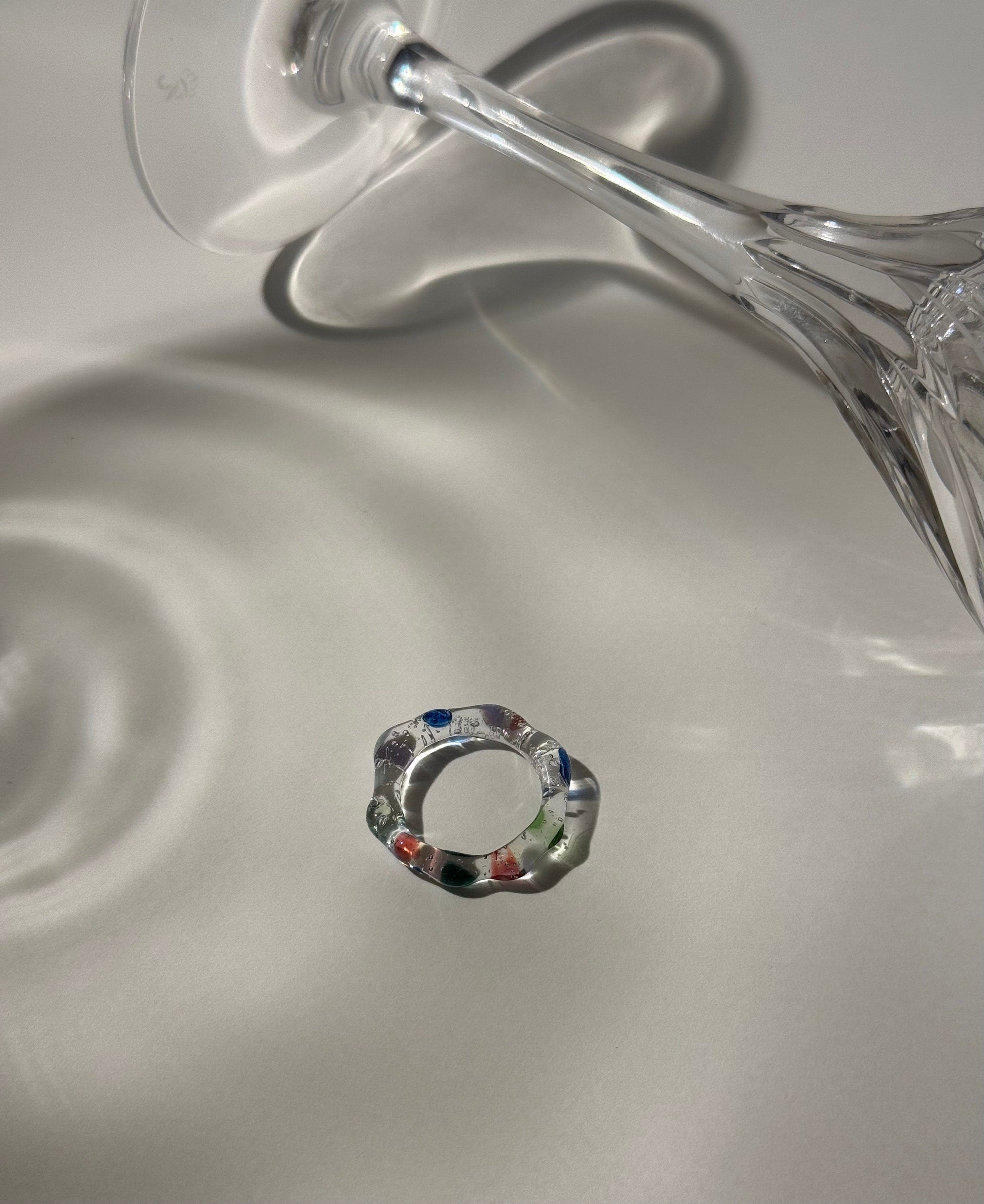 Colorful Clear Glass Ring