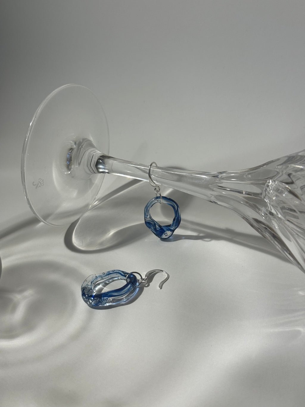 Blue swirling Glass Earrings