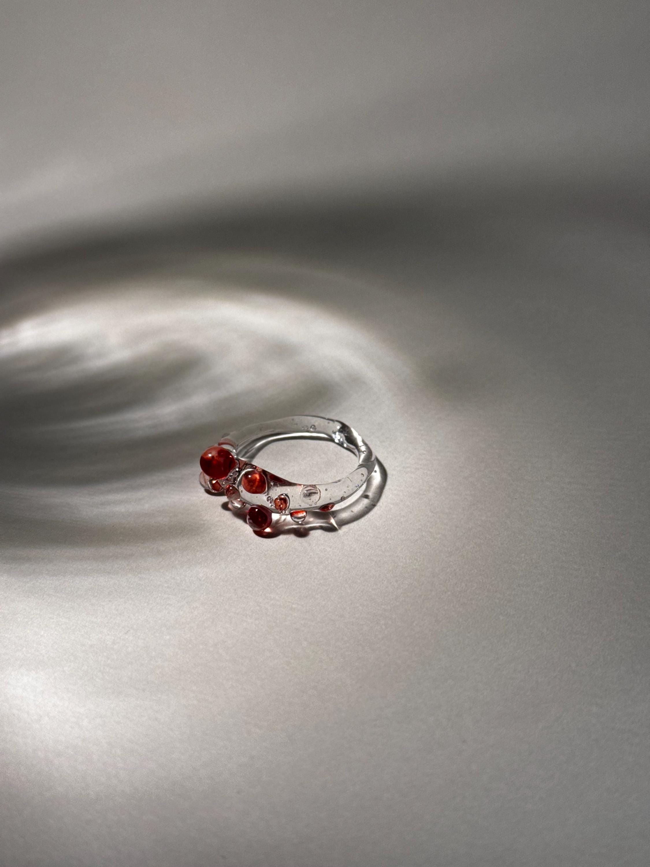 Red dotted Glass Ring