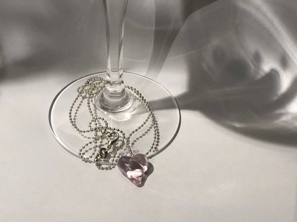Rose Glass Heart Necklace