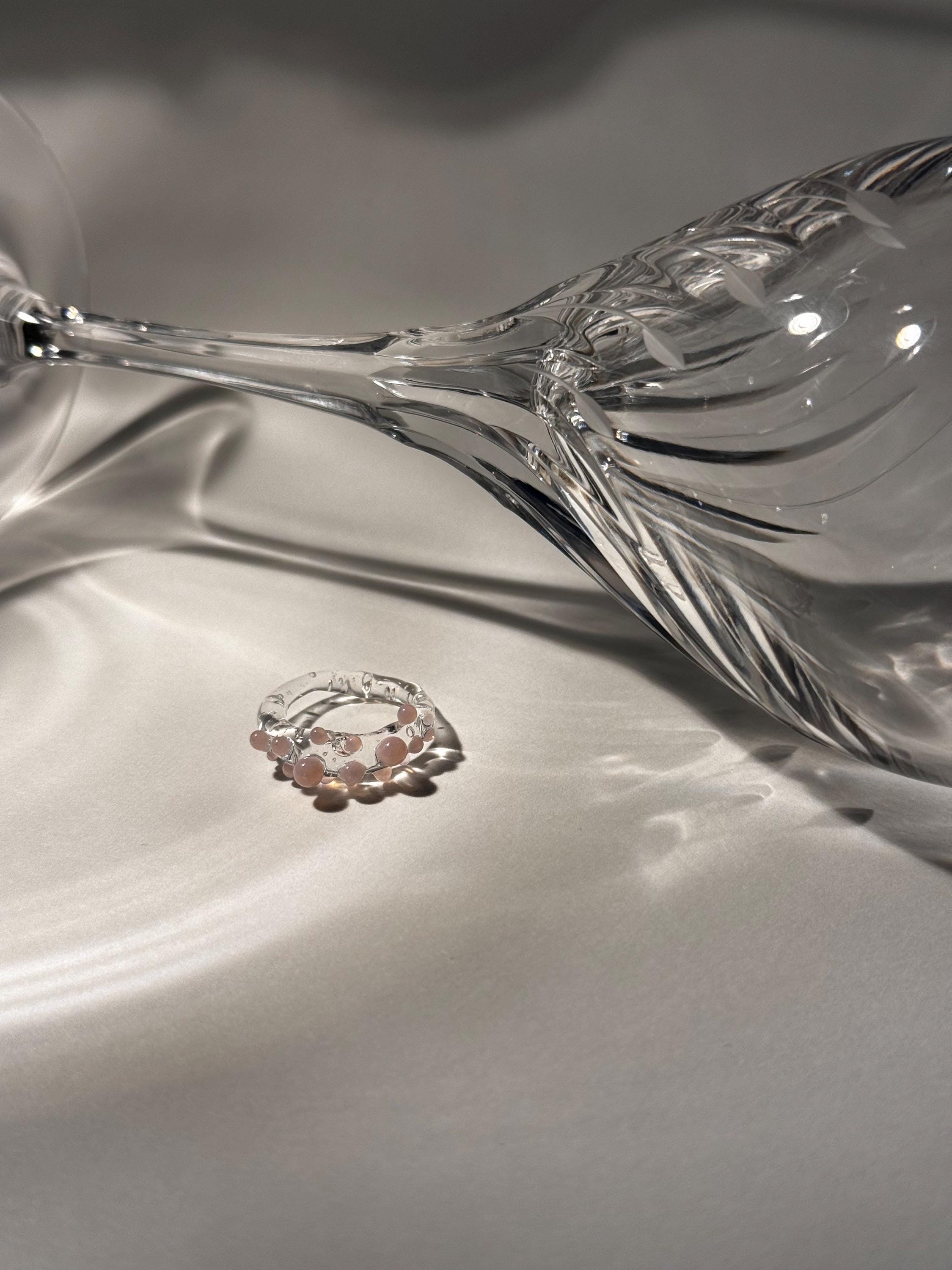 Tiny Pink Bubbles Glass Ring