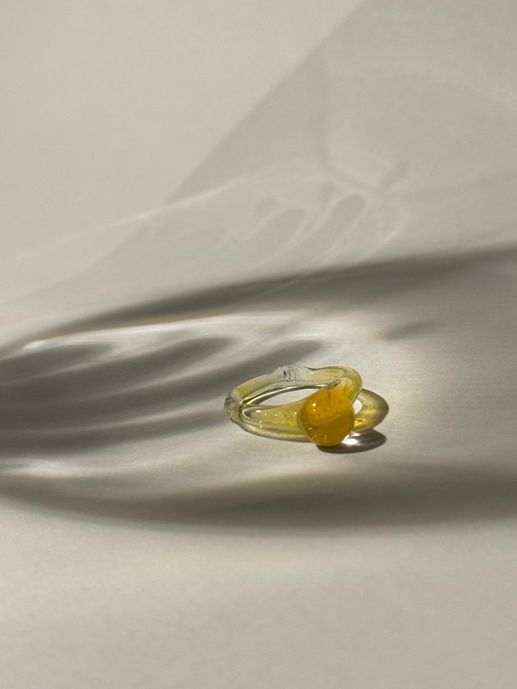 Yellow and Rose Bubble Glass Ring