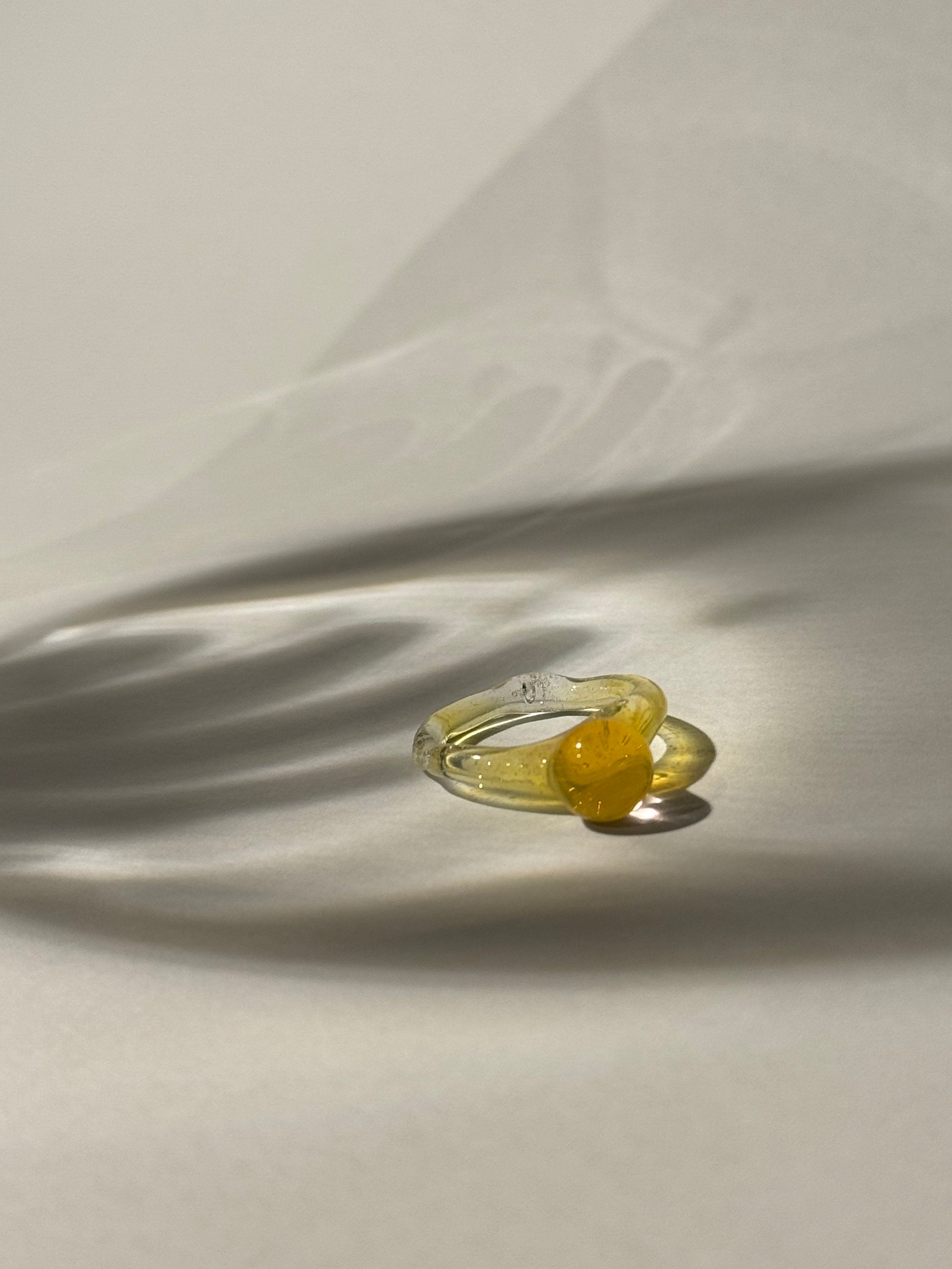 Yellow and Rose Bubble Glass Ring