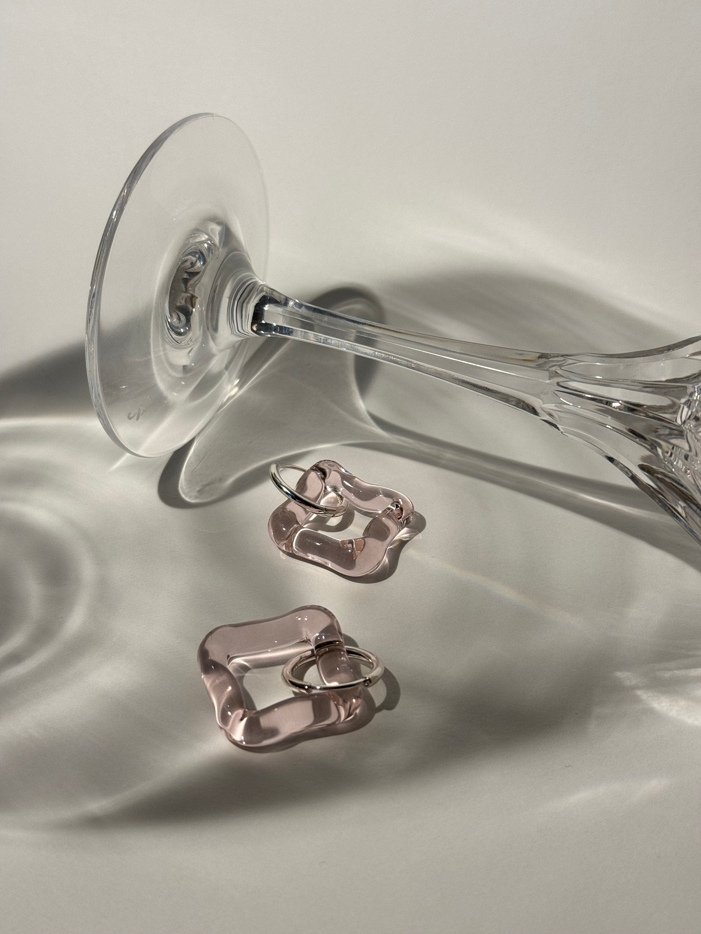 Square Rose Hoop Earrings