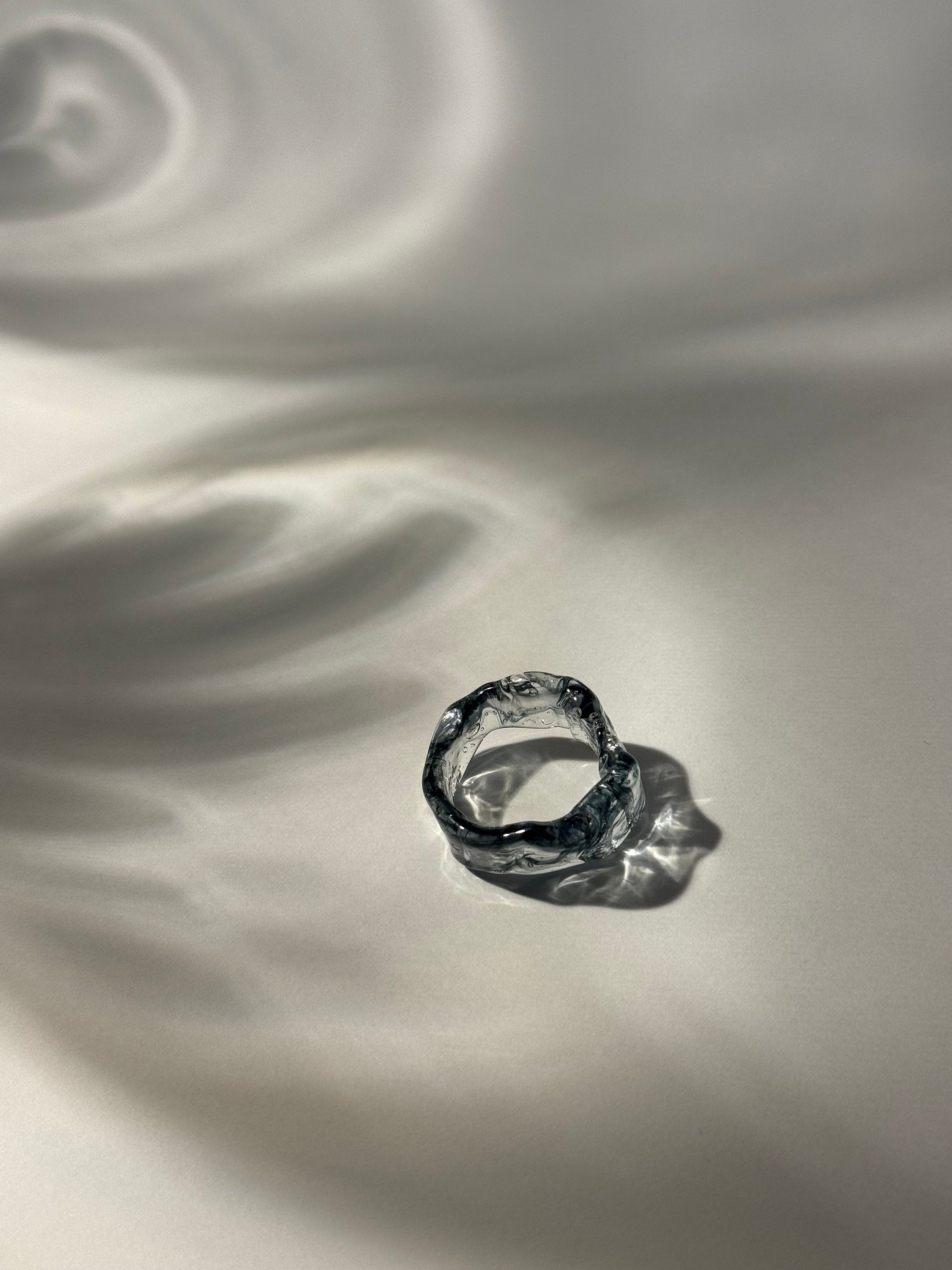 Black Swirl Glass Ring