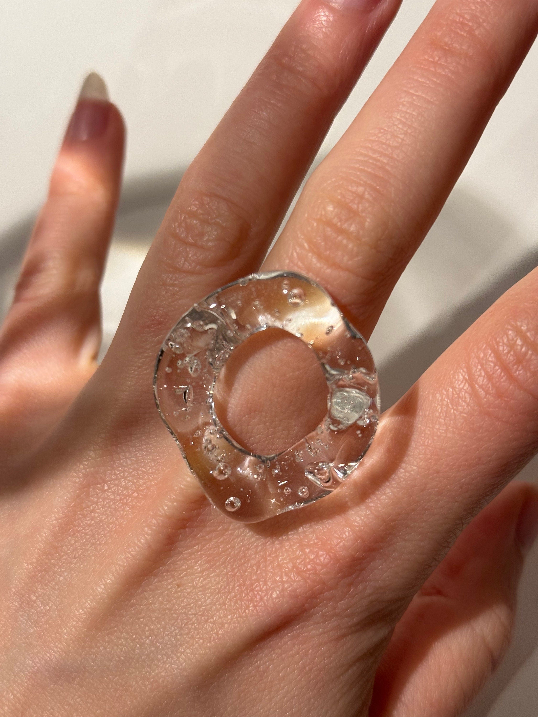 Clear Chunky Circle Glass Ring