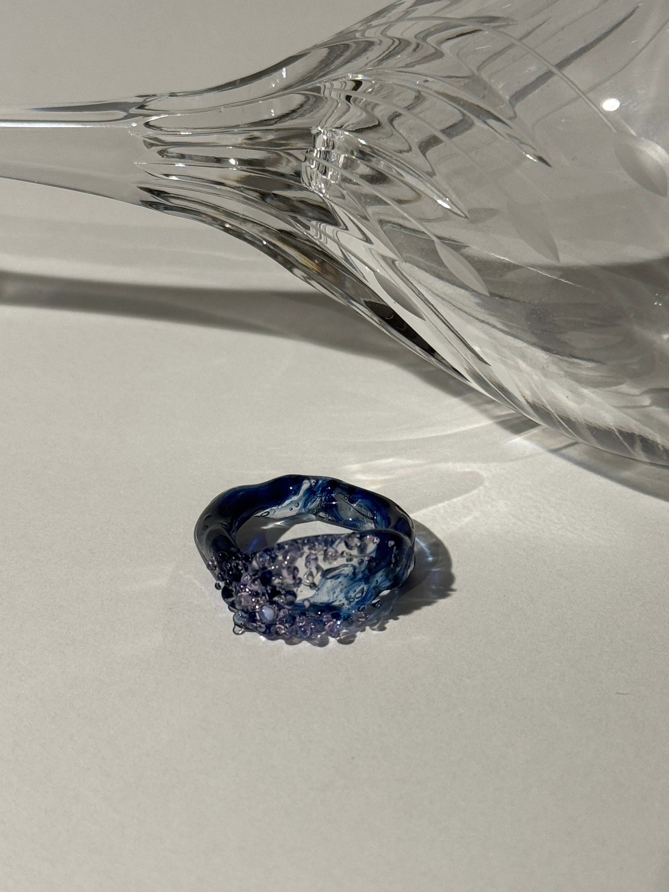 Rose Sunset Seafoam Glass Ring