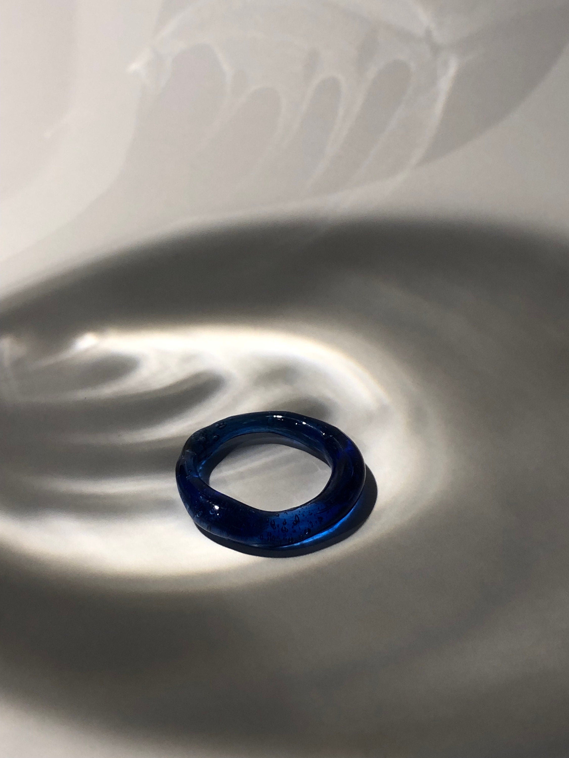 Deep blue Glass Ring