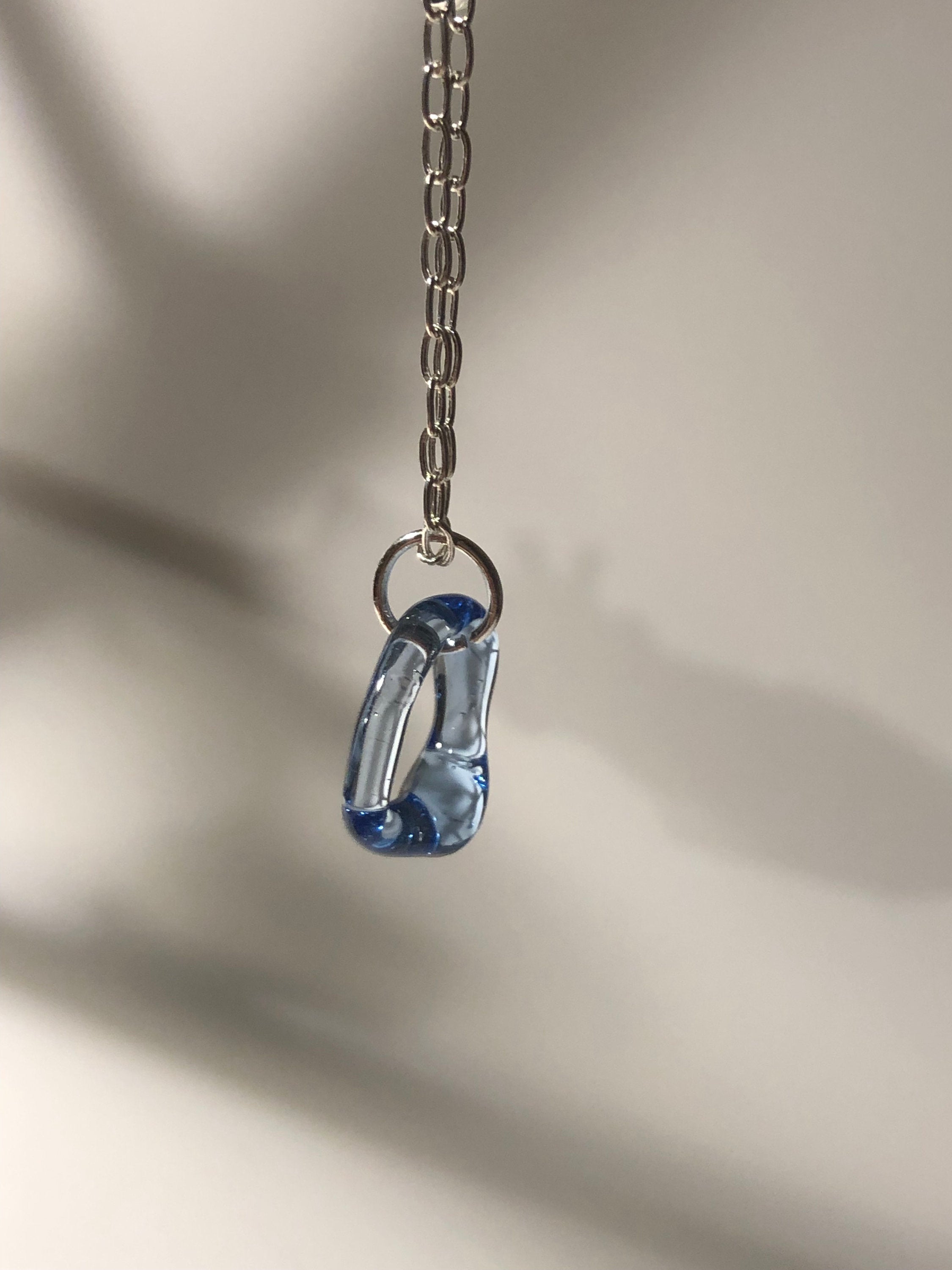 Charming Tiny Blue Glass Pendant