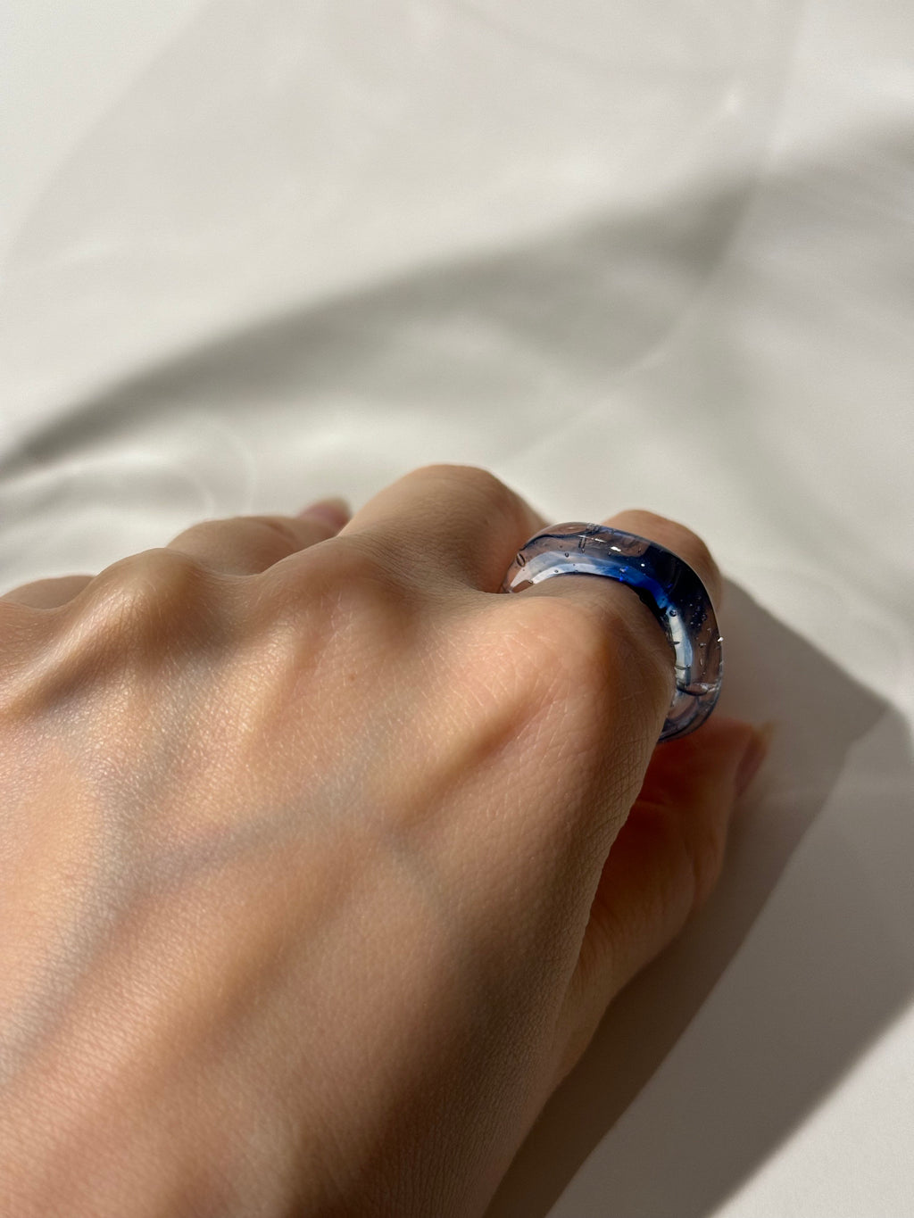 Mesmerizing Blue and Rose Glass Ring