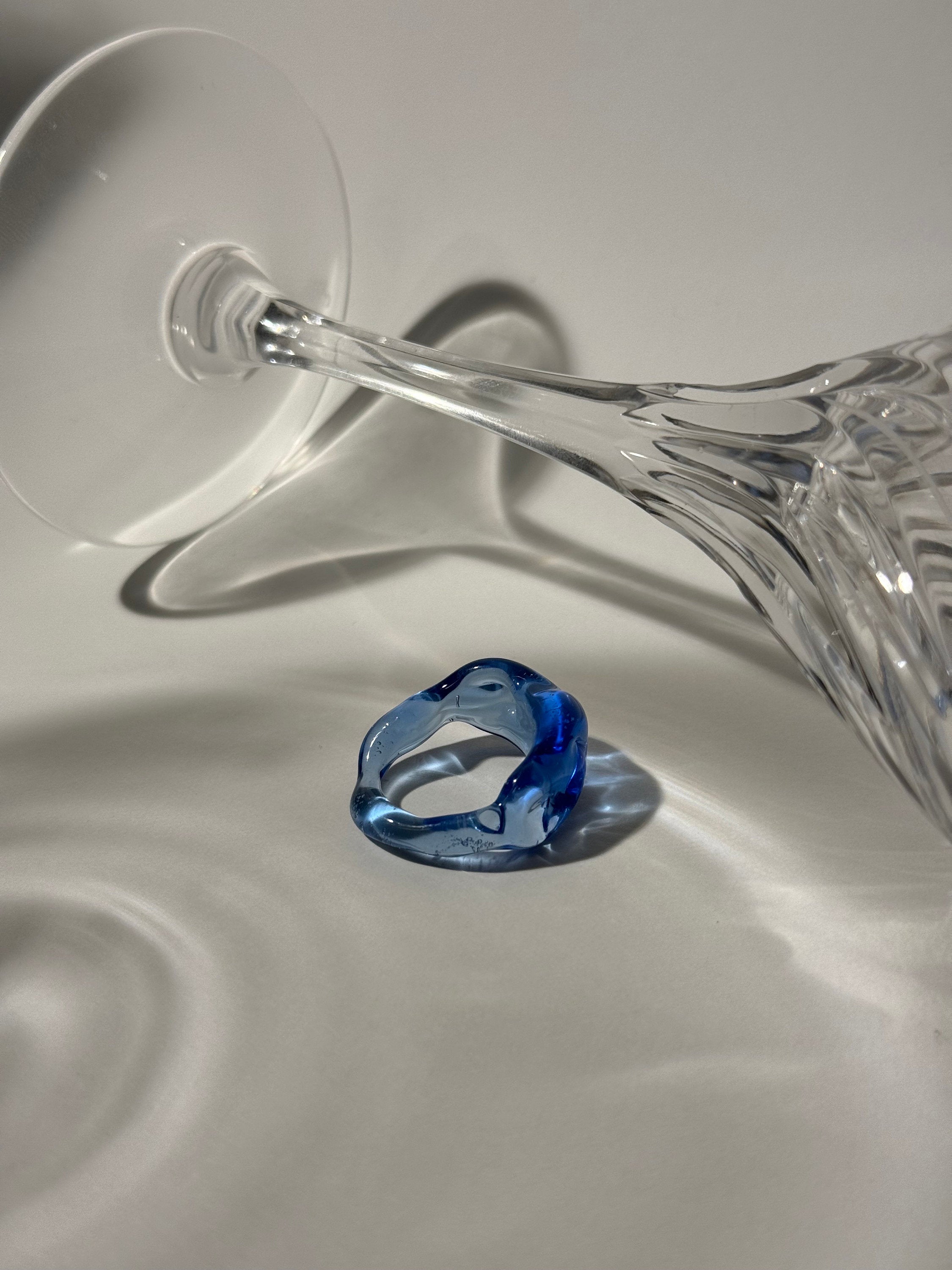 Chunky Ice Blue Glass Ring