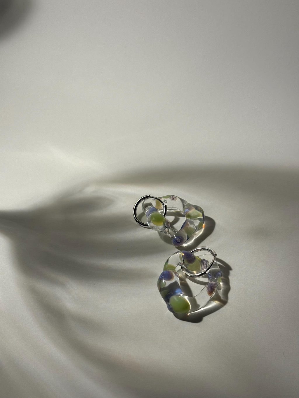 Squishy Green and Lilac Dotted Hoops