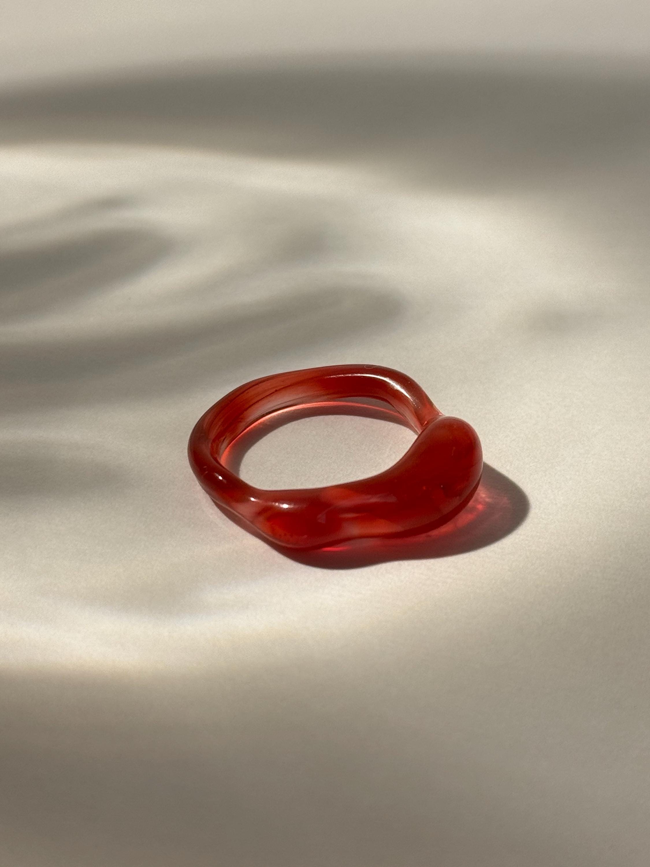 Dainty Red Glass Ring