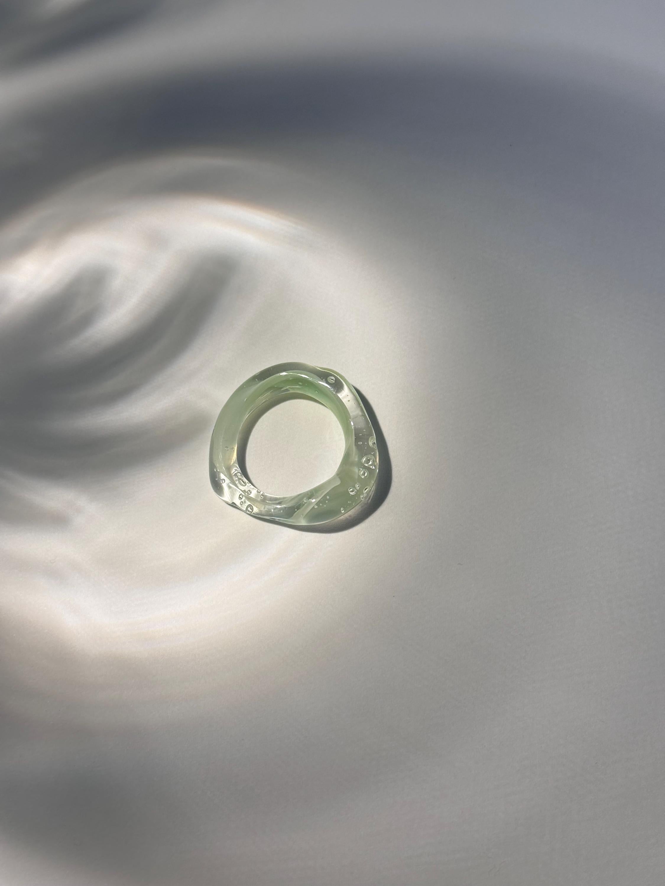 Mint Green Matcha swirl Glass Ring