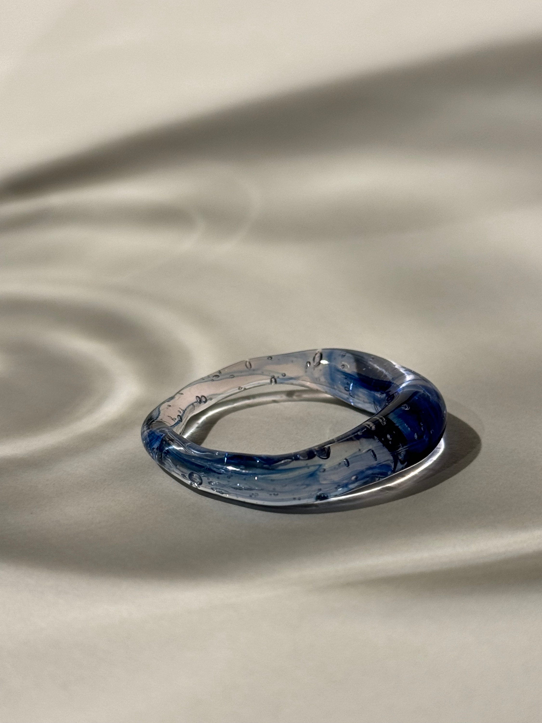 Mesmerizing Blue and Rose Glass Ring