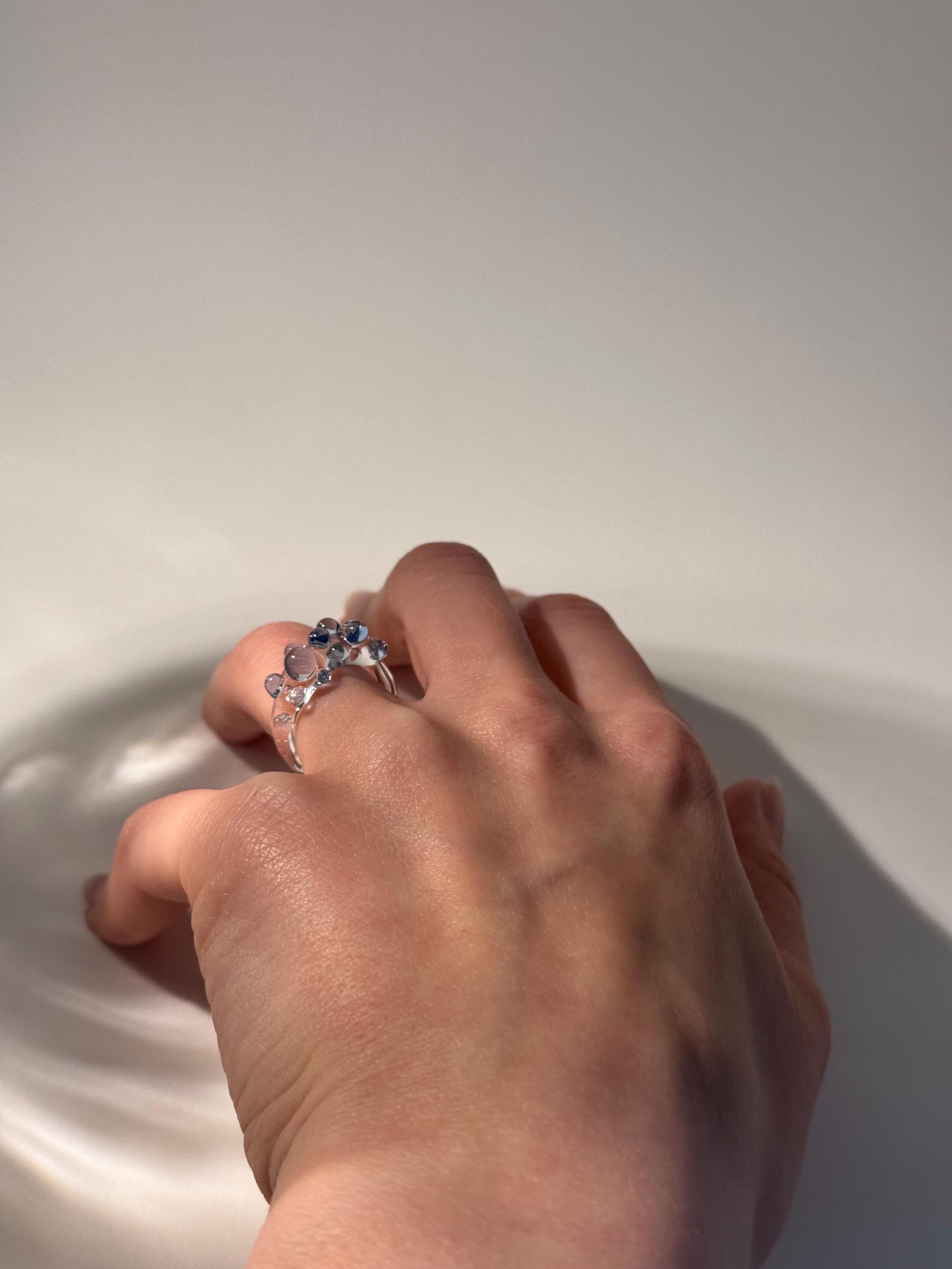 Blue dotted Glass Ring