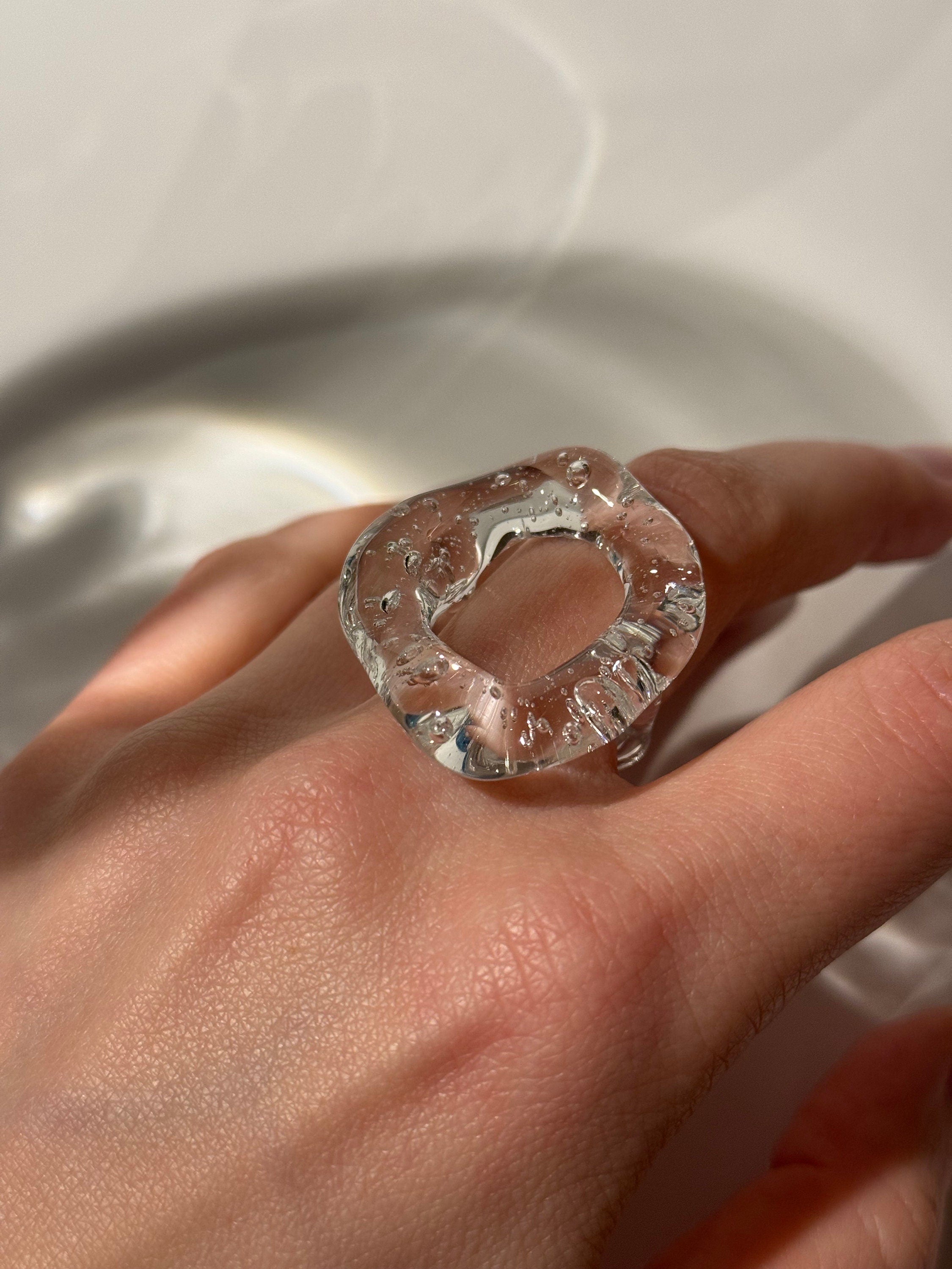 Clear Chunky Circle Glass Ring