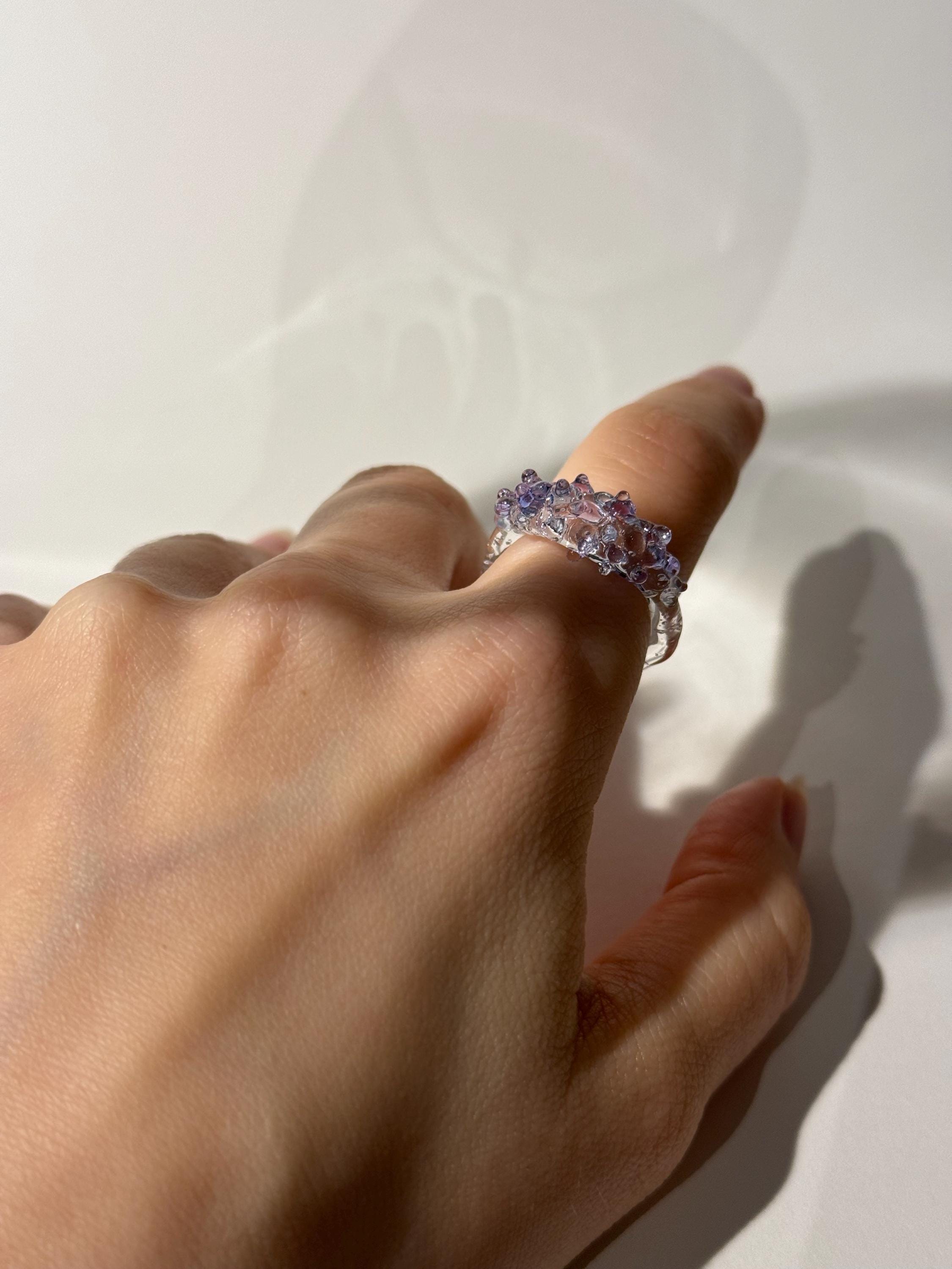Lively Pink and Blue Glass Ring