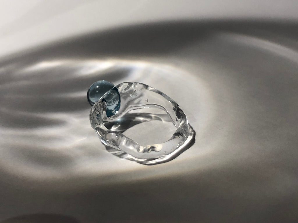 Light Blue Bubble Glass Ring