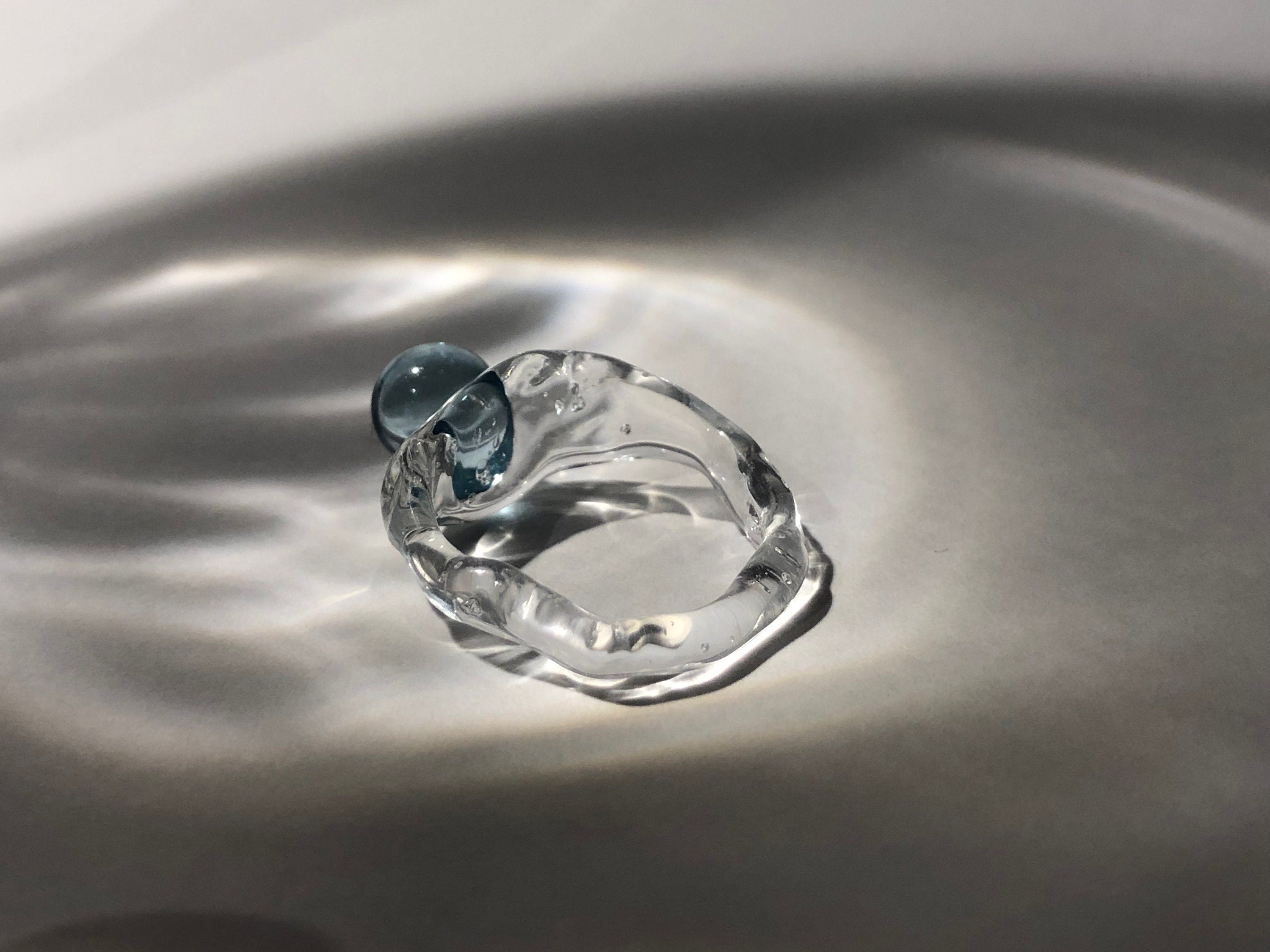Light Blue Bubble Glass Ring