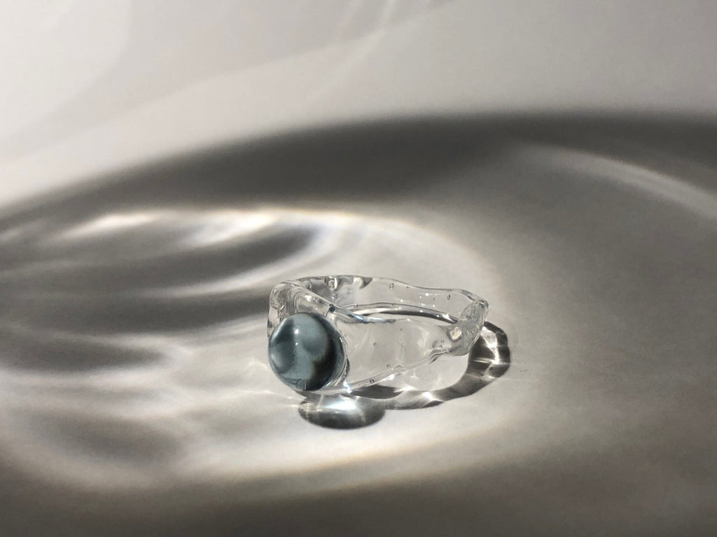 Light Blue Bubble Glass Ring