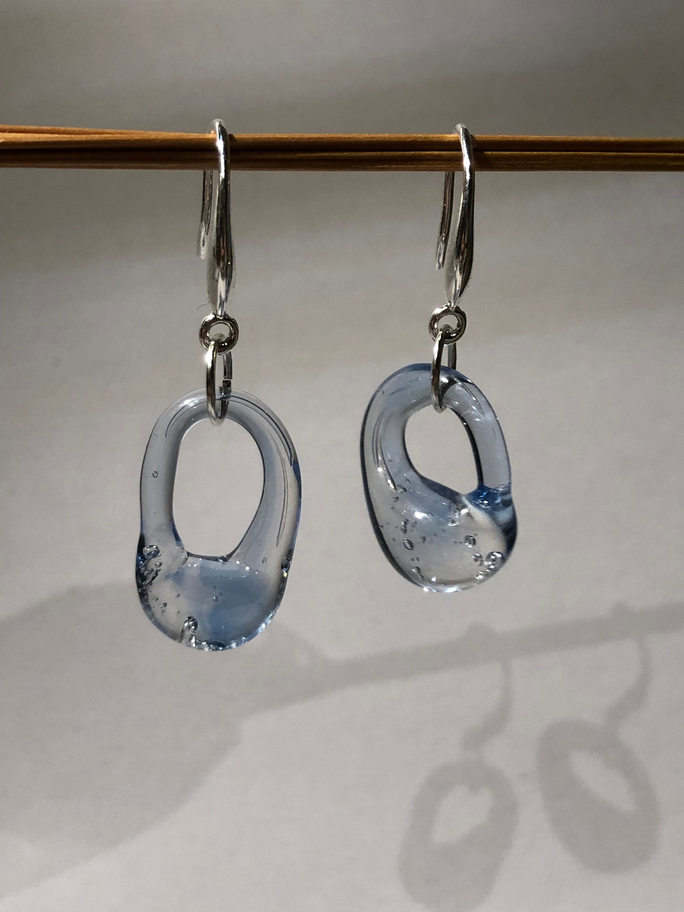 TIny Blue Glass Earrings