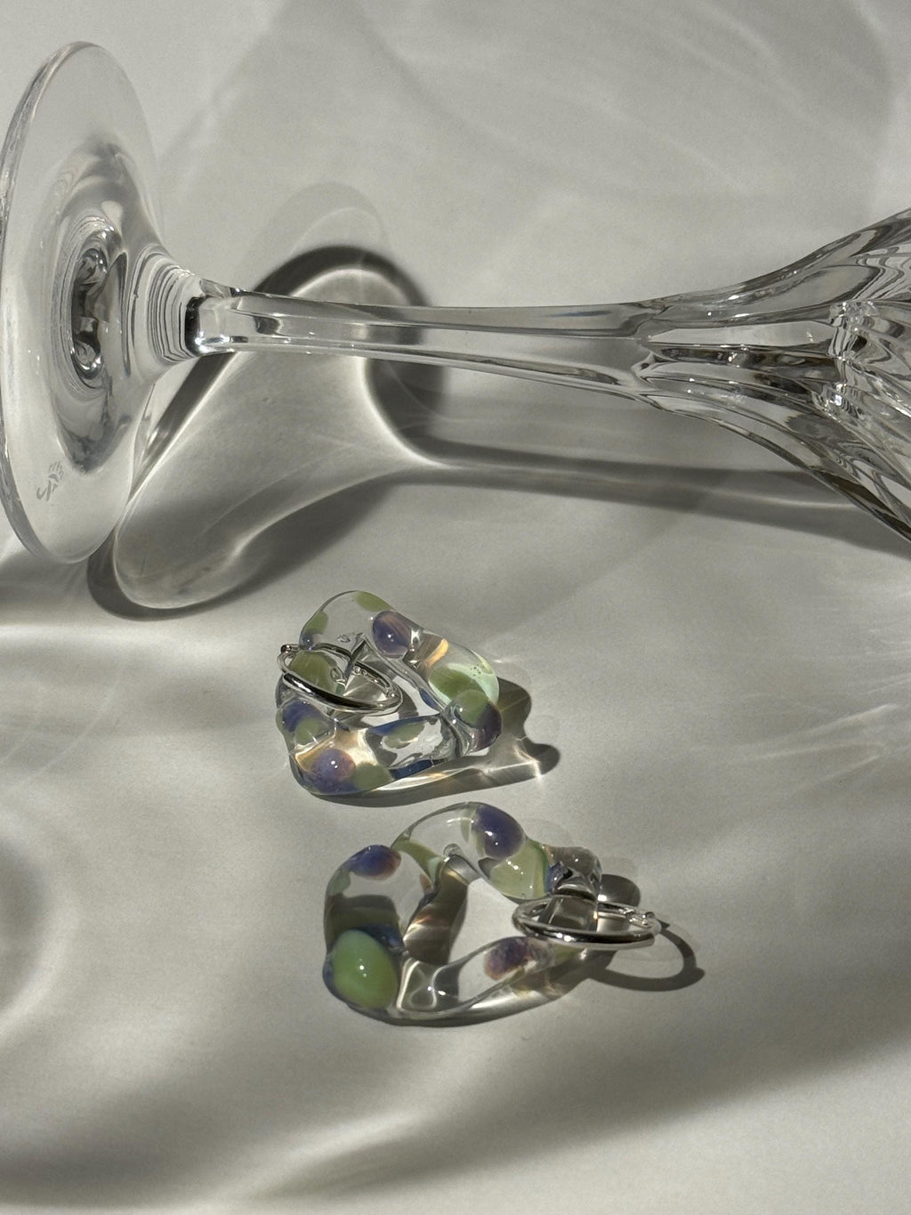 Squishy Green and Lilac Dotted Hoops
