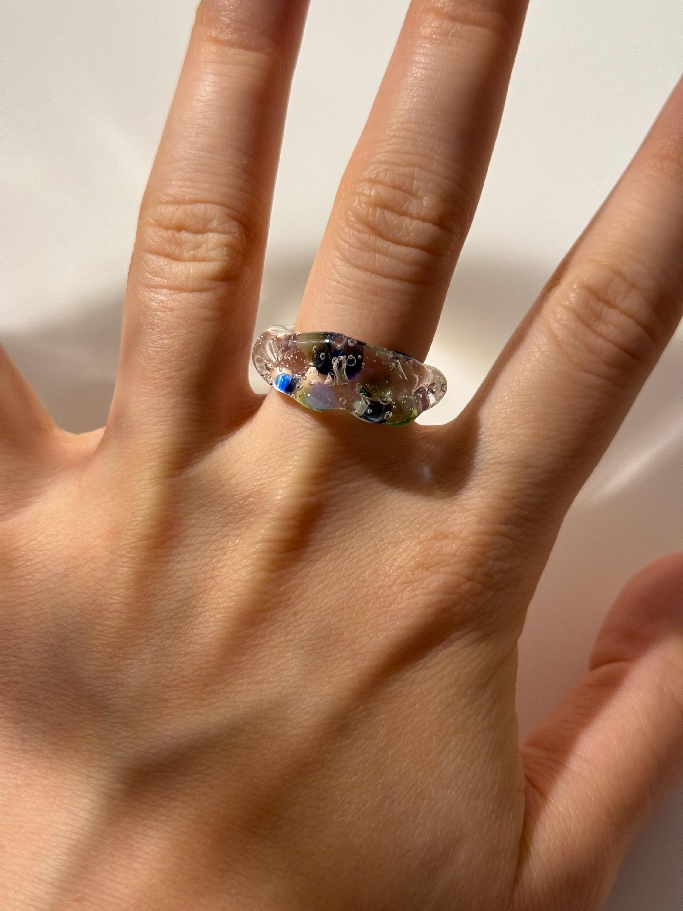 Dotted Colorful Glass Ring