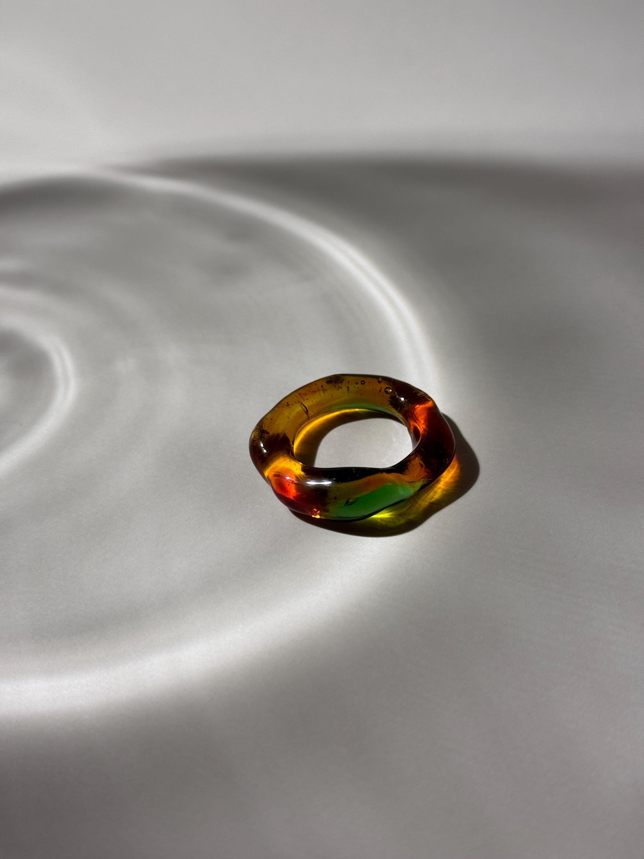 Autumn Leaves Inspired Glass Ring