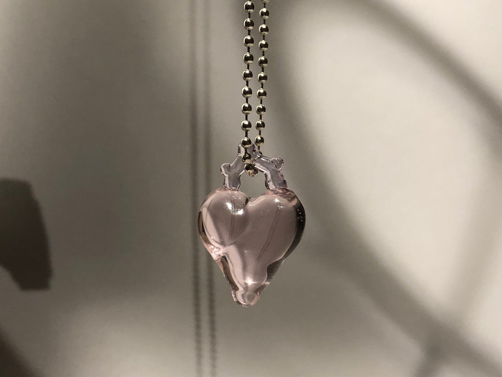 Rose Glass Heart Necklace