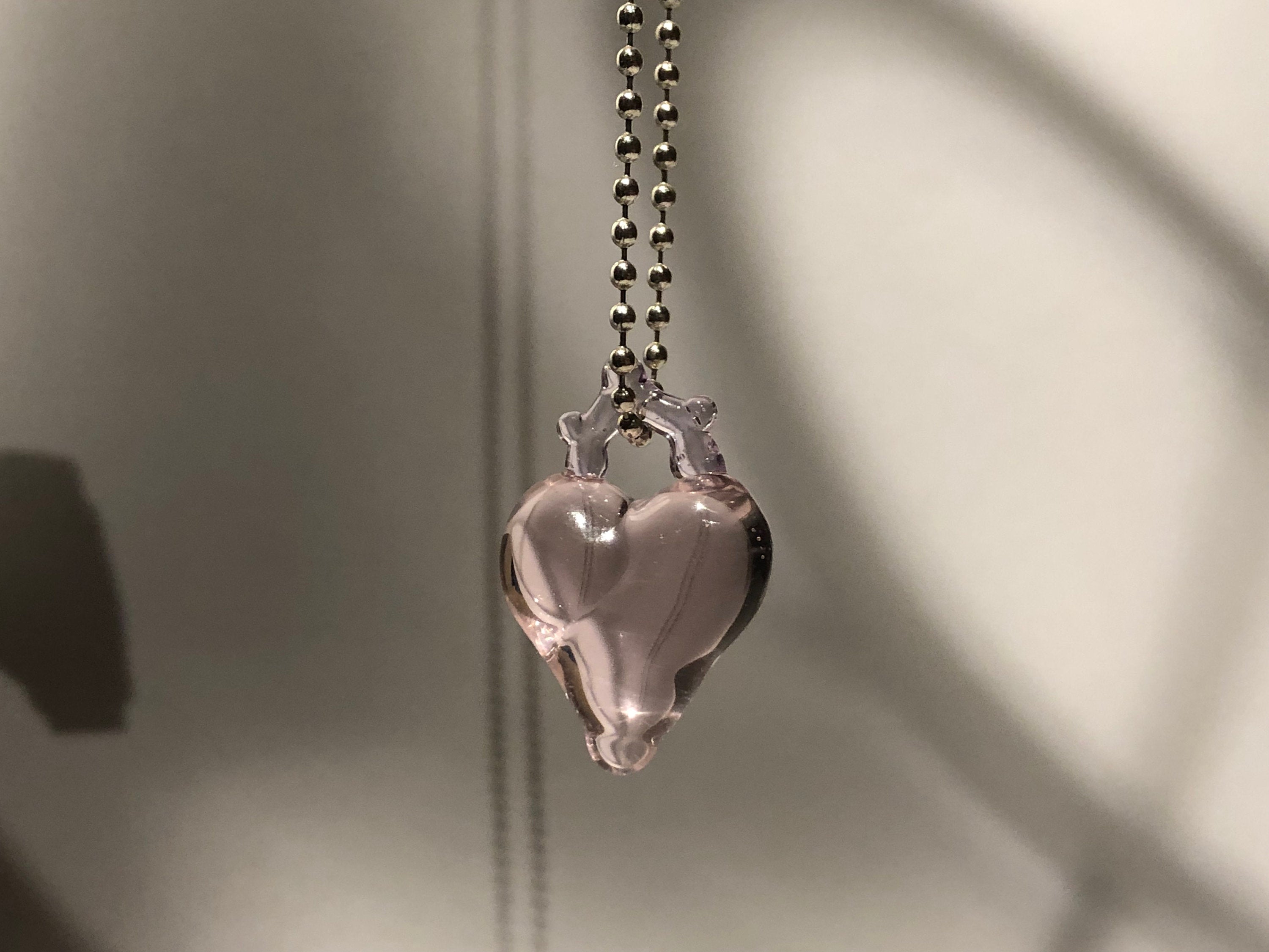Rose Glass Heart Necklace