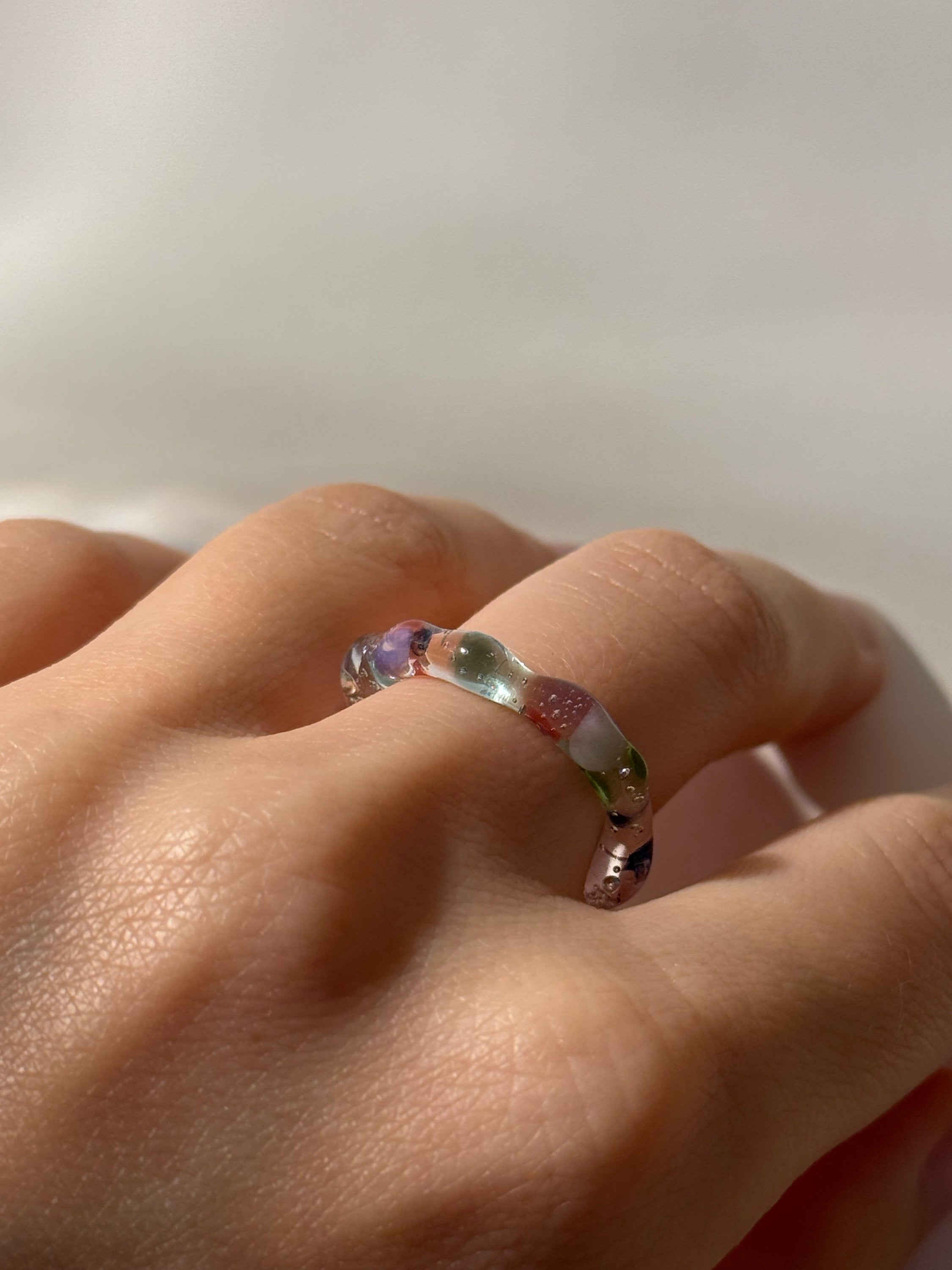 Colorful Clear Glass Ring