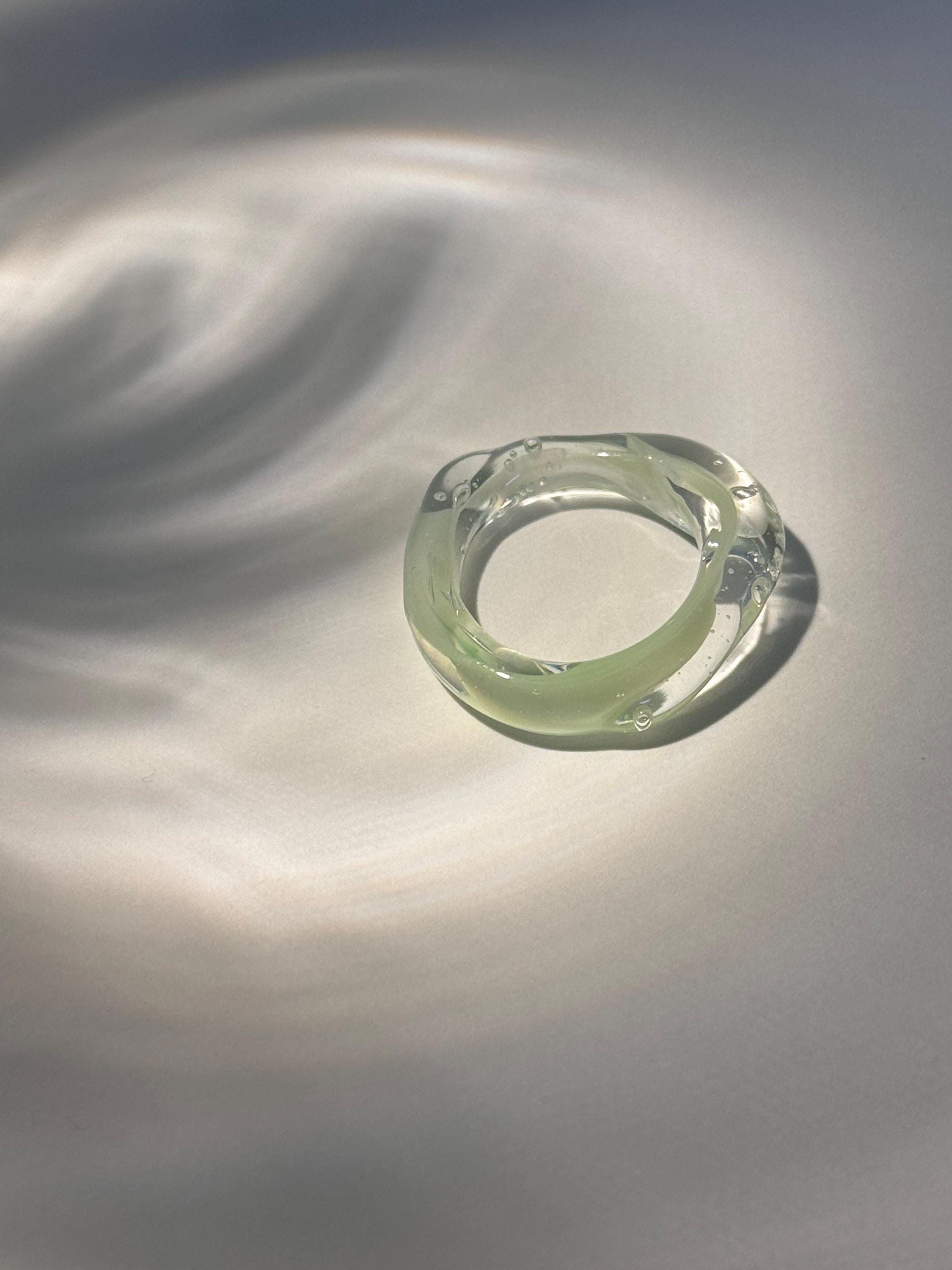 Mint Green Matcha swirl Glass Ring