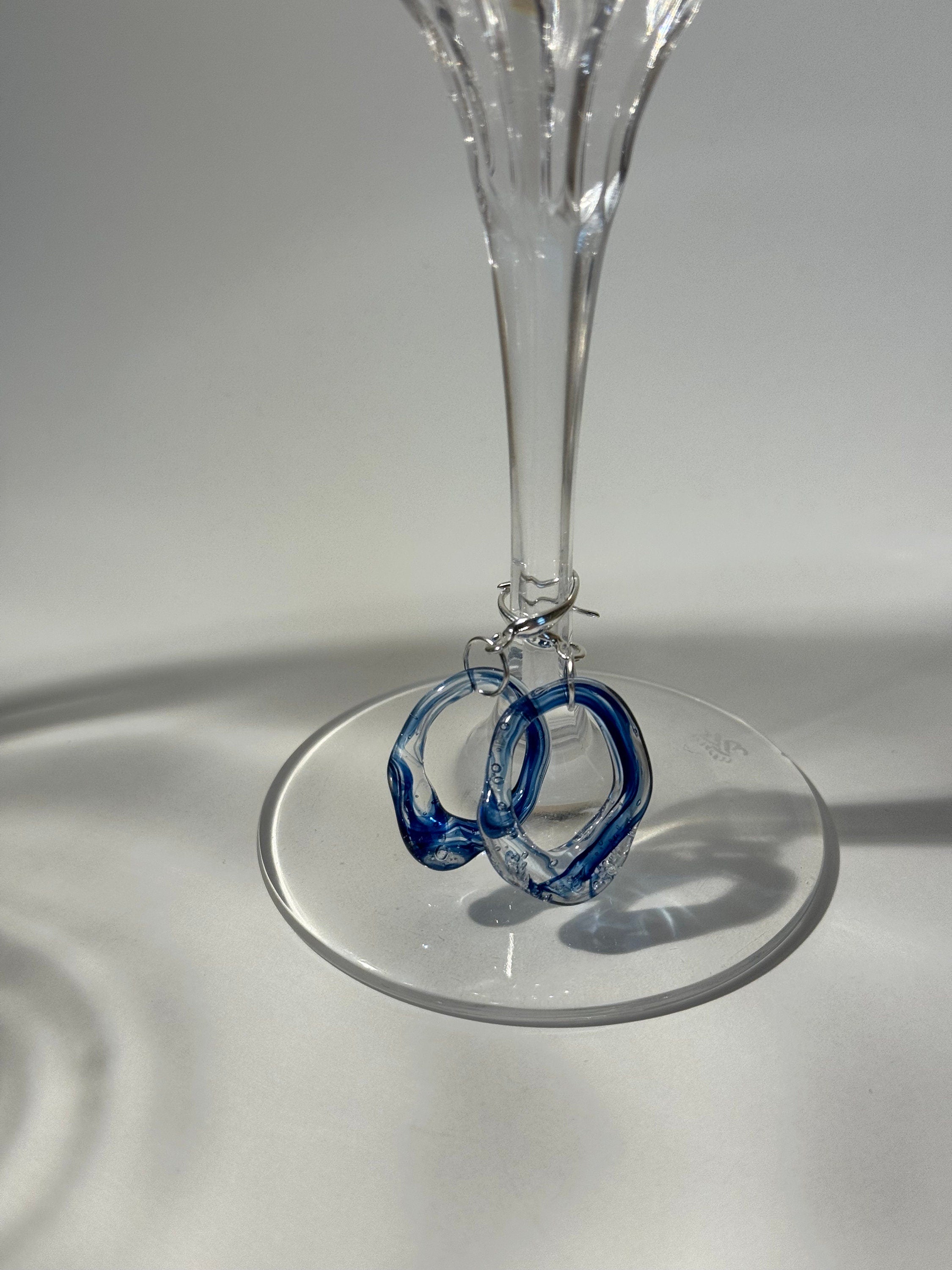 Blue swirling Glass Earrings